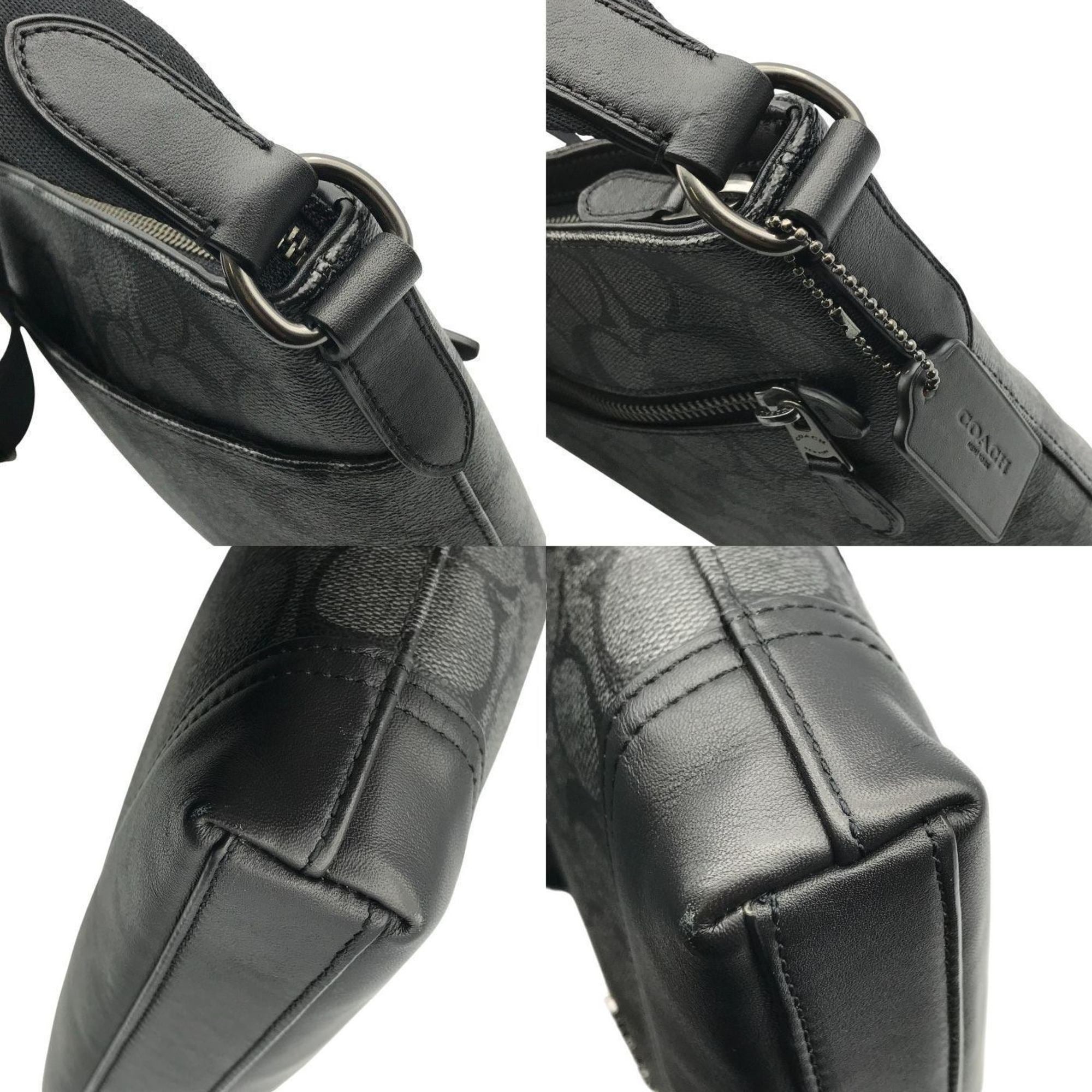 Coach Black Charcoal Gray Pvc Leather Shoulder Bag (Pre-Owned)