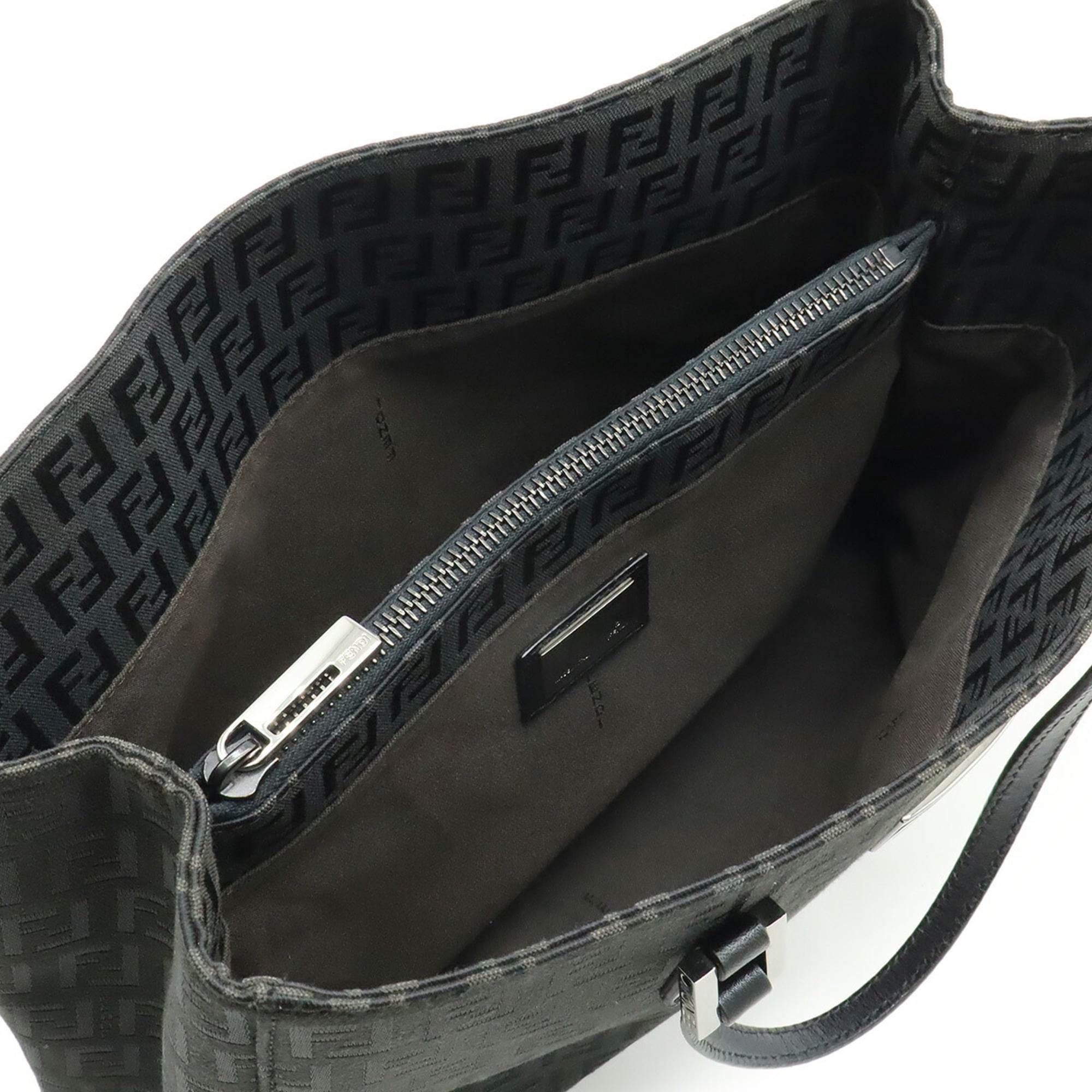Fendi Black Canvas Leather Handbag Tote Bag (Pre-Owned)