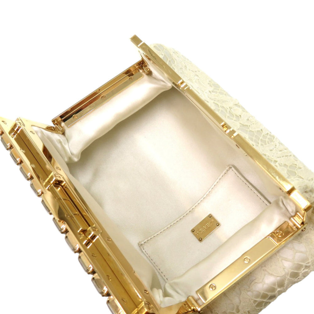 Dolce & Gabbana Off-White Metal Leather Clutch Bag (Pre-Owned)
