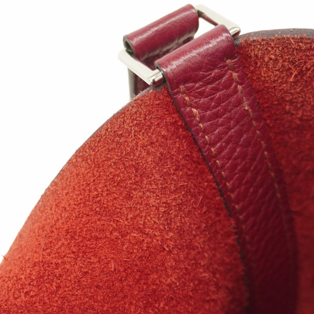 Hermes Rouge H Taurillon Clemence Leather Handbag (Pre-Owned)