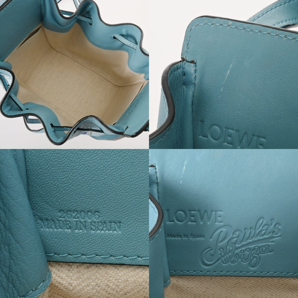 Loewe Blue Leather Canvas Shoulder Bag (Pre-Owned)