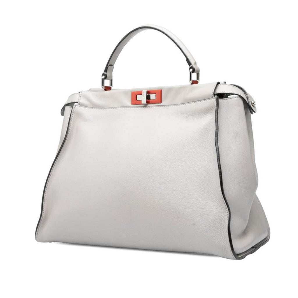 Fendi Gray Leather Handbag Shoulder Bag (Pre-Owned)