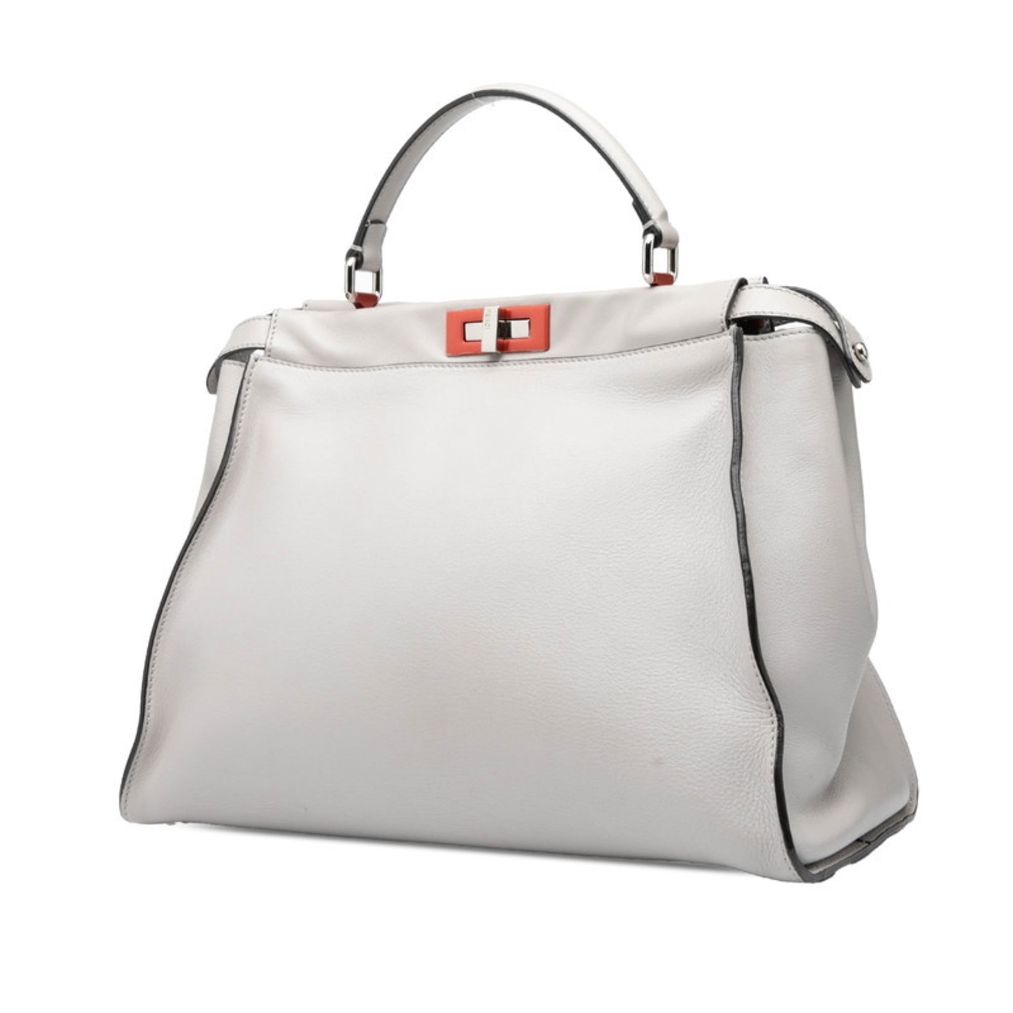 Fendi Gray Leather Handbag Shoulder Bag (Pre-Owned)