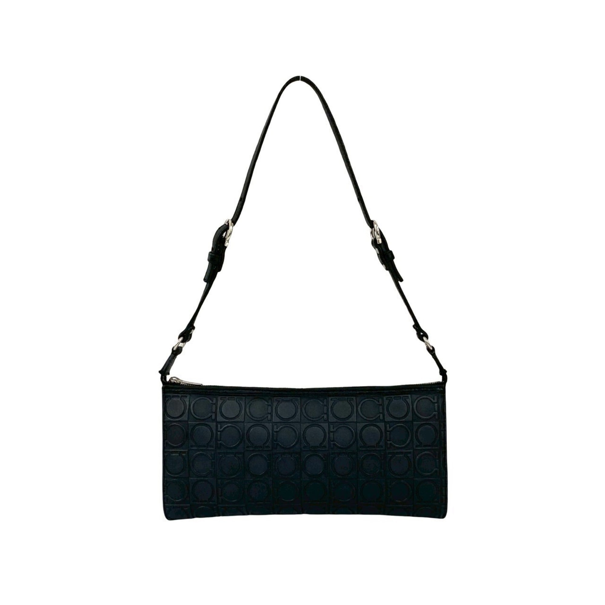 Salvatore Ferragamo Black Leather Handbag Shoulder Bag (Pre-Owned)