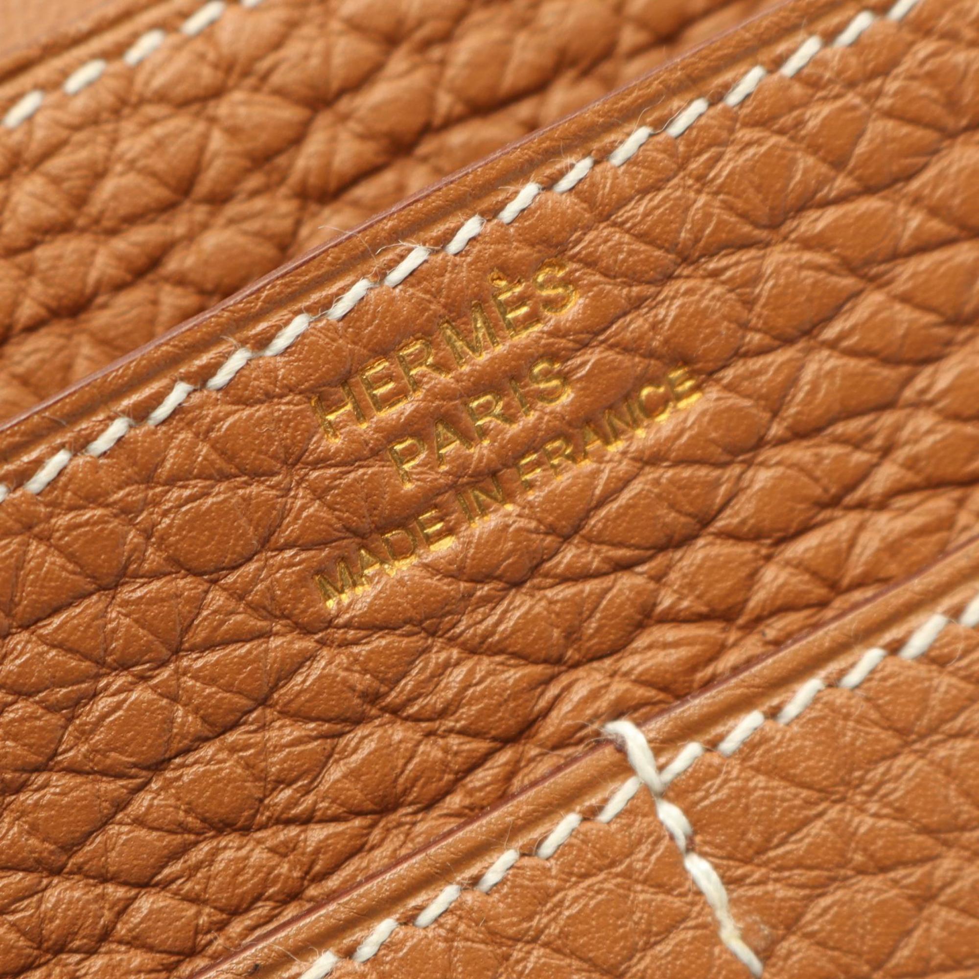 Hermes Brown Taurillon Clemence Leather Long Wallet (Bi-Fold) (Pre-Owned)