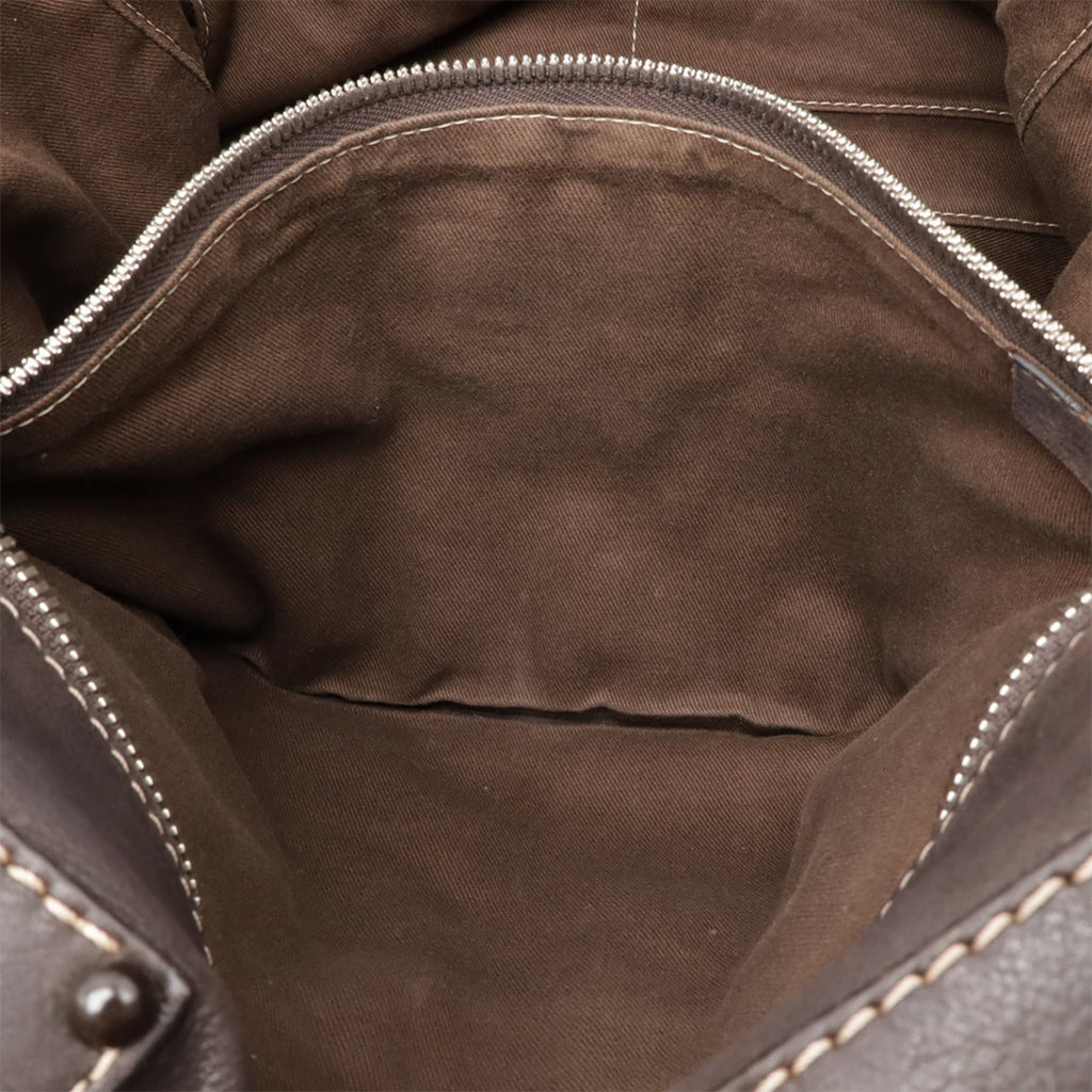 Loewe Brown Dark Brown Leather Boston Bag Shoulder Bag (Pre-Owned)