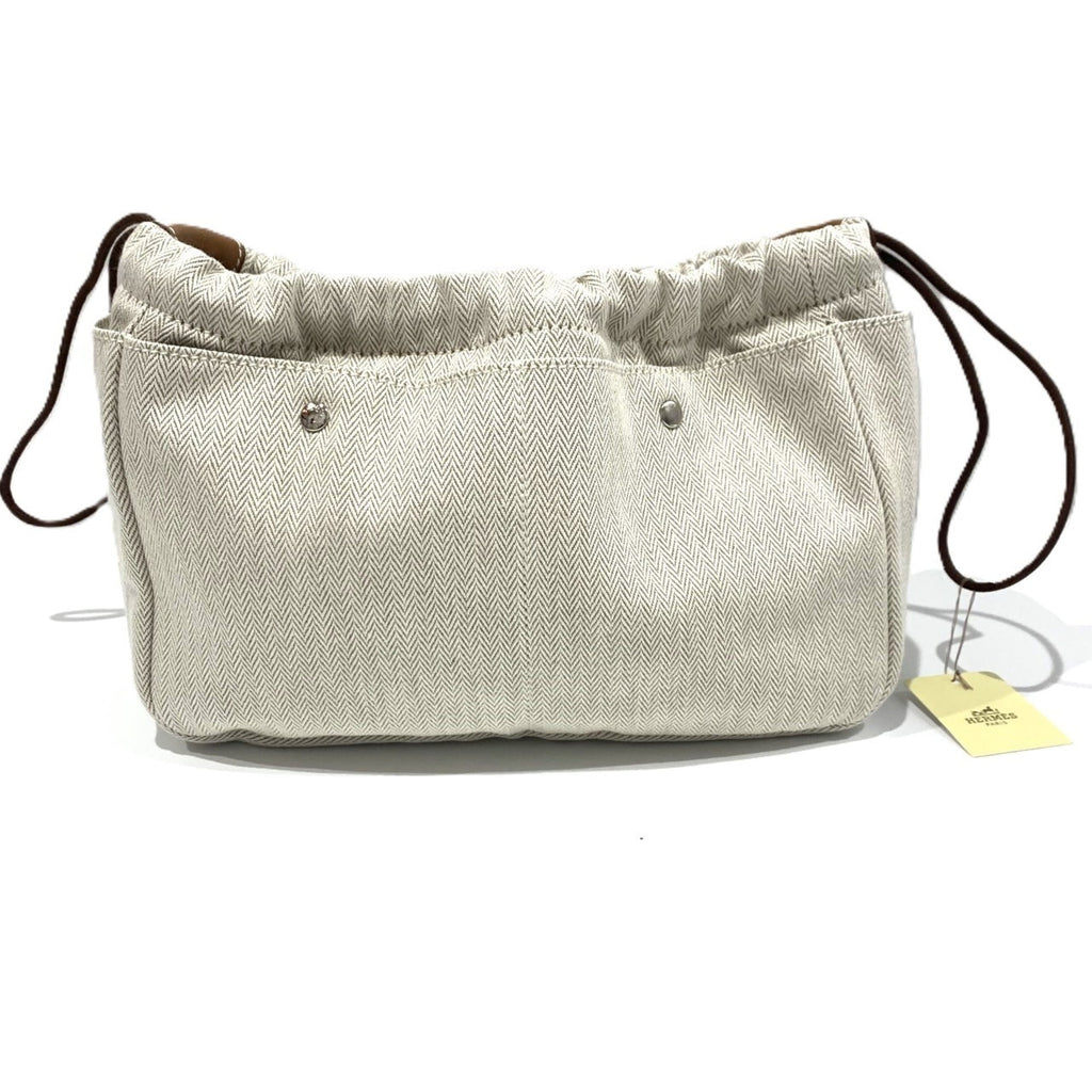 Hermes Beige Toile Chevron Pouch (Pre-Owned)