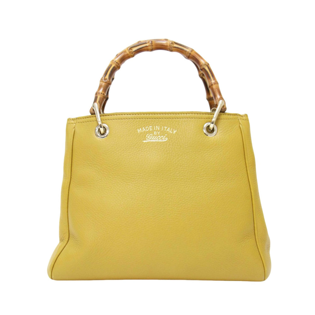 Gucci Mustard Leather Canvas Handbag Shoulder Bag (Pre-Owned)