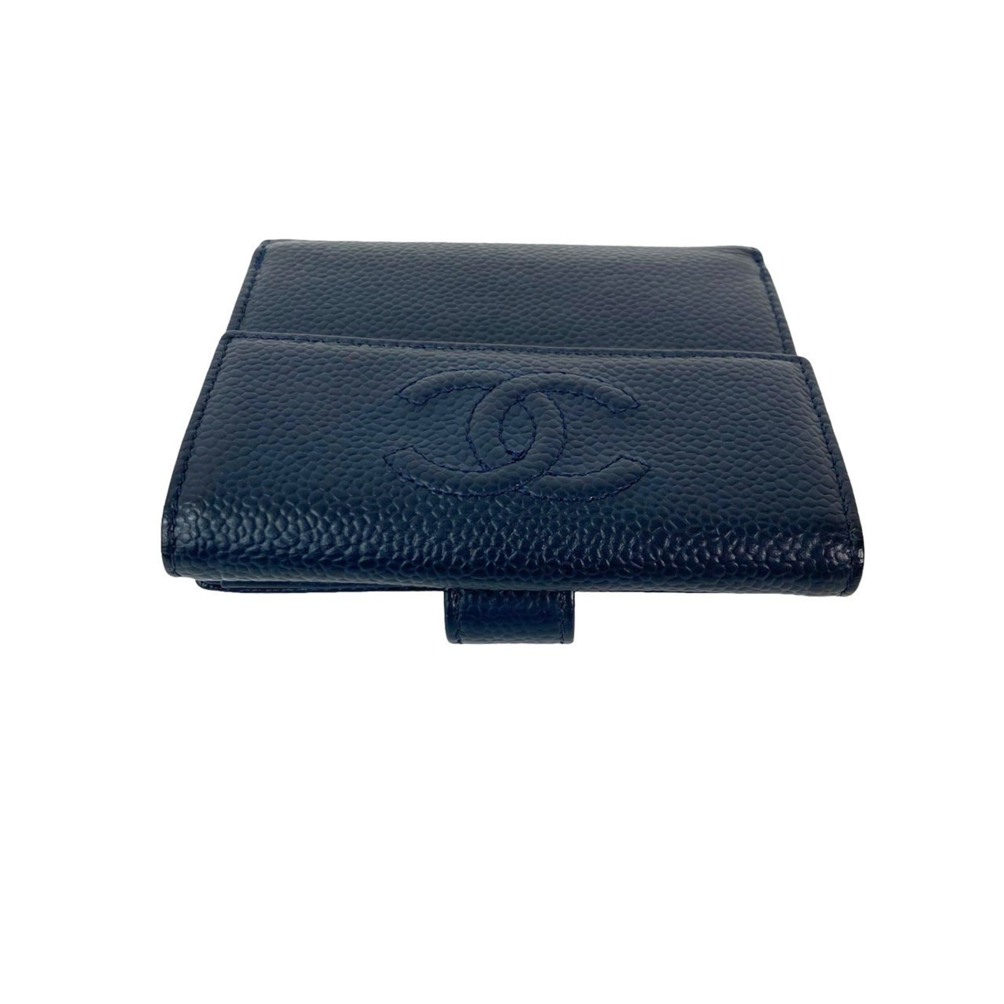 Chanel Navy Grained Calfskin Wallet (Bi-Fold) (Pre-Owned)