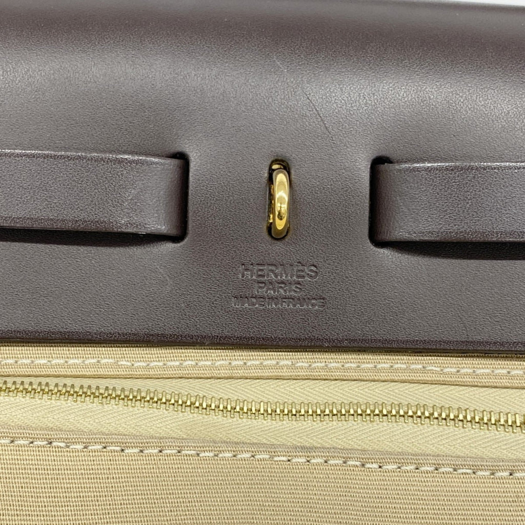Hermes Beige Toile Officier Handbag (Pre-Owned)