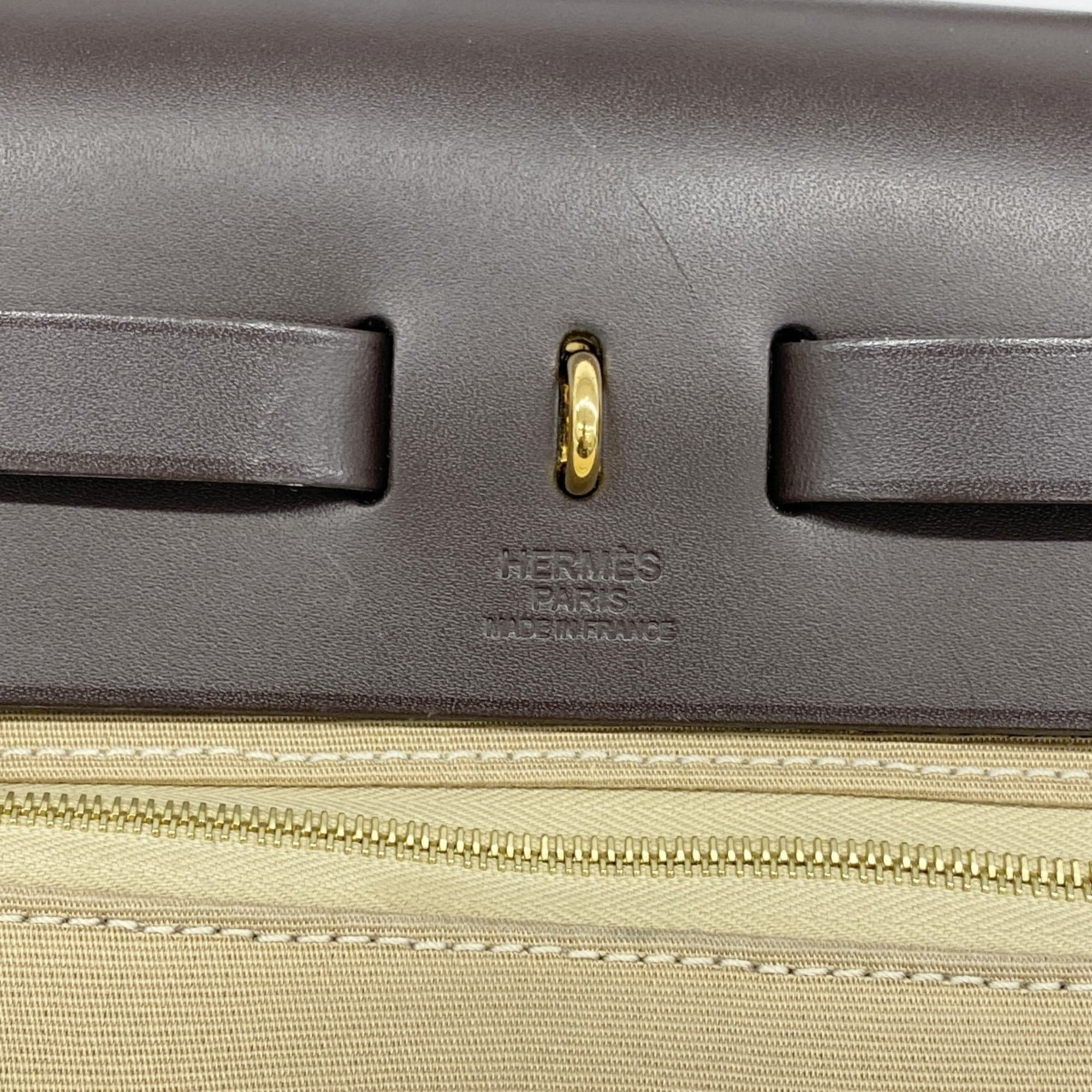 Hermes Beige Toile Officier Handbag (Pre-Owned)
