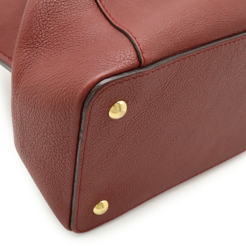 Cartier Bordeaux Leather Handbag Shoulder Bag Tote Bag (Pre-Owned)