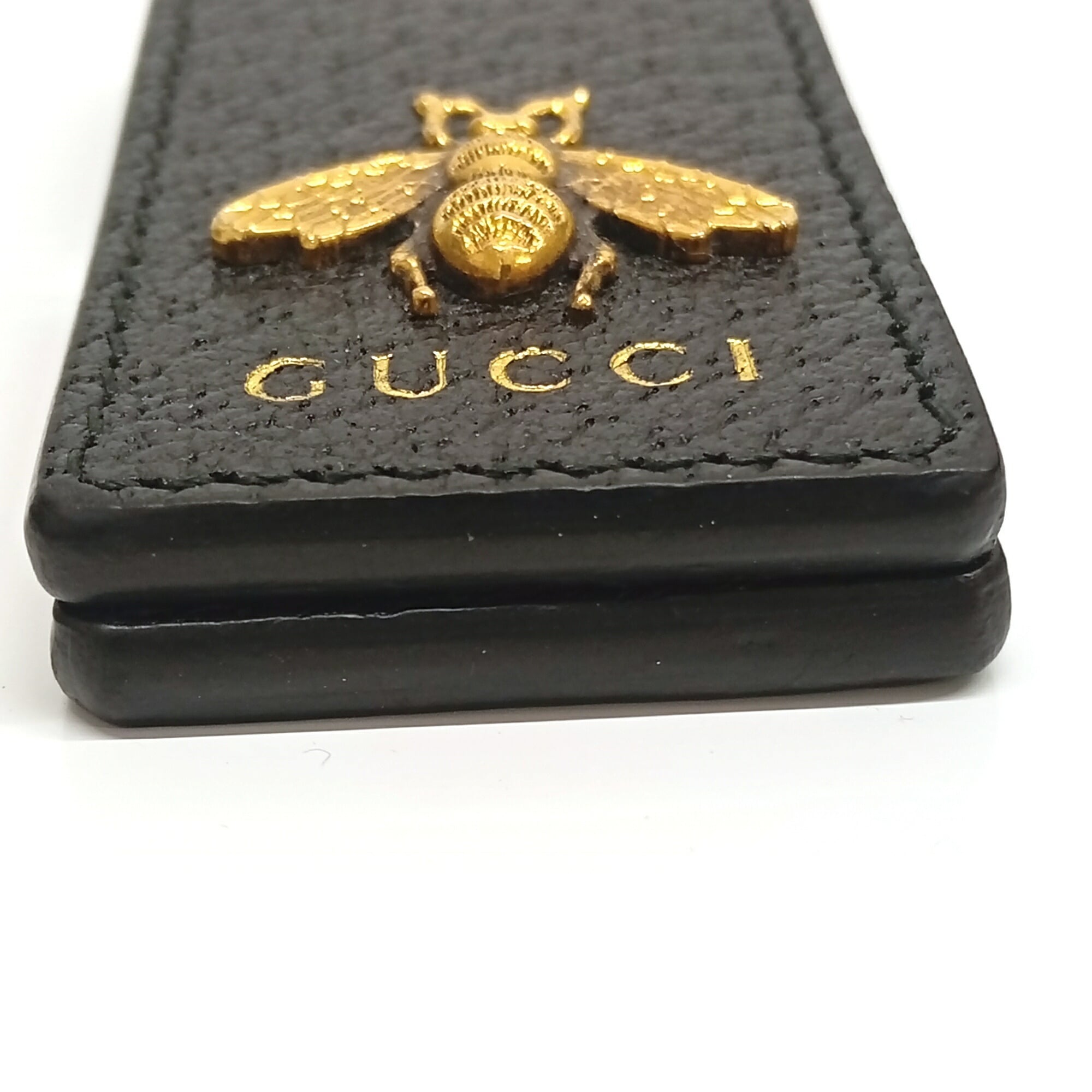 Gucci Gold Black Leather Money Clip (Pre-Owned)