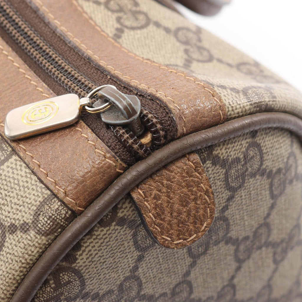 Gucci Beige Brown Pvc Coated Canvas Leather Handbag (Pre-Owned)