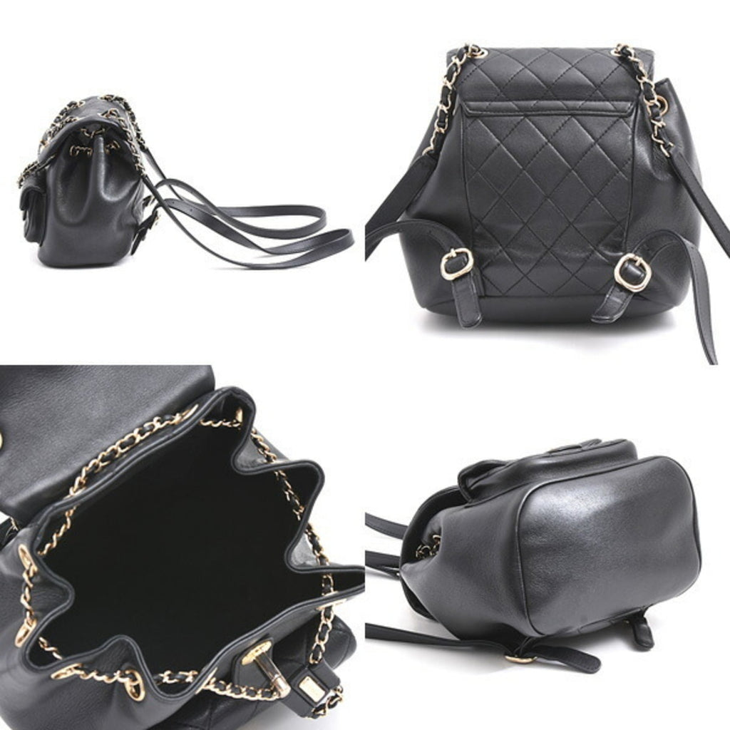 Chanel Matelasse Black Leather Backpack (Pre-Owned)