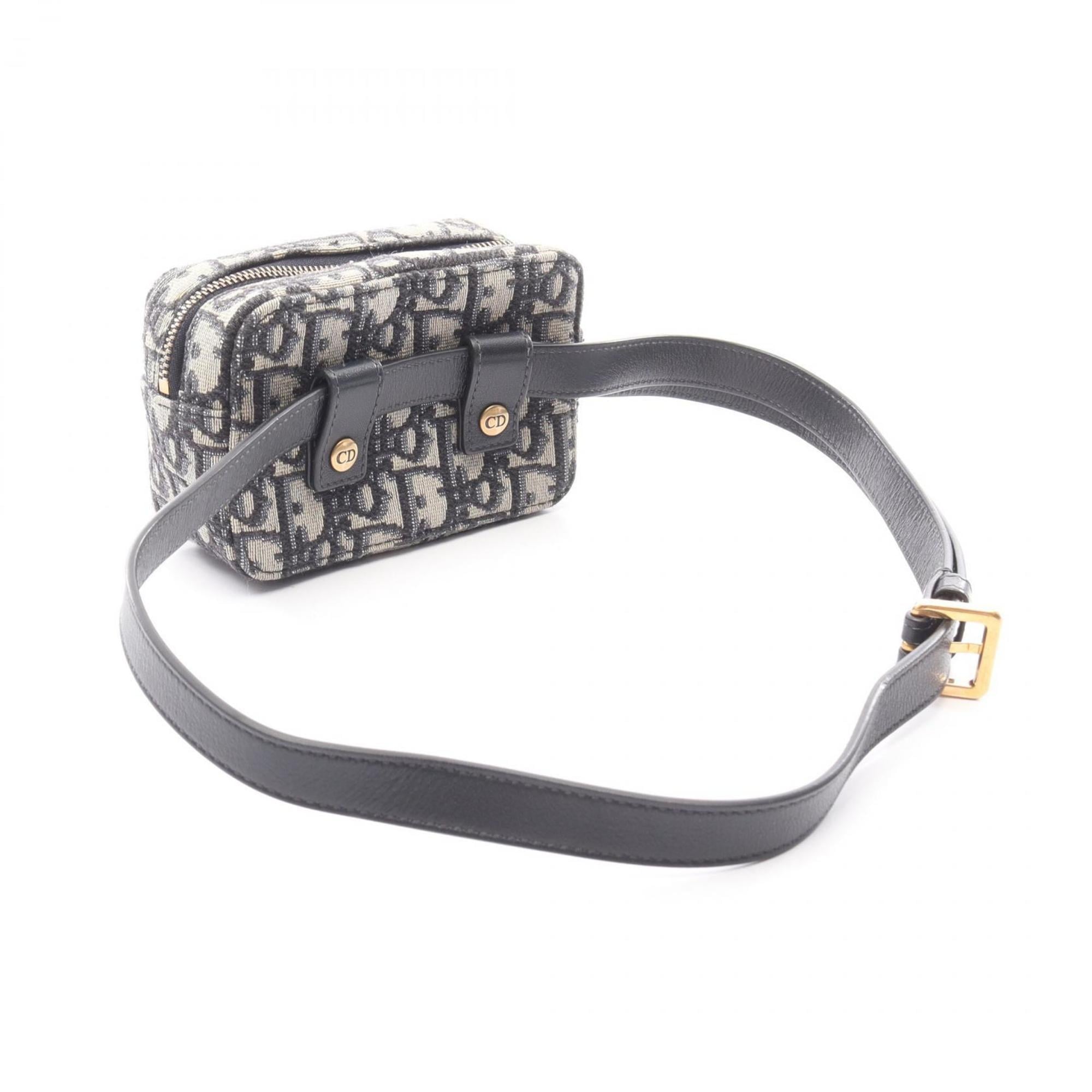 Christian Dior Beige Navy Canvas Leather Fanny Pack (Pre-Owned)