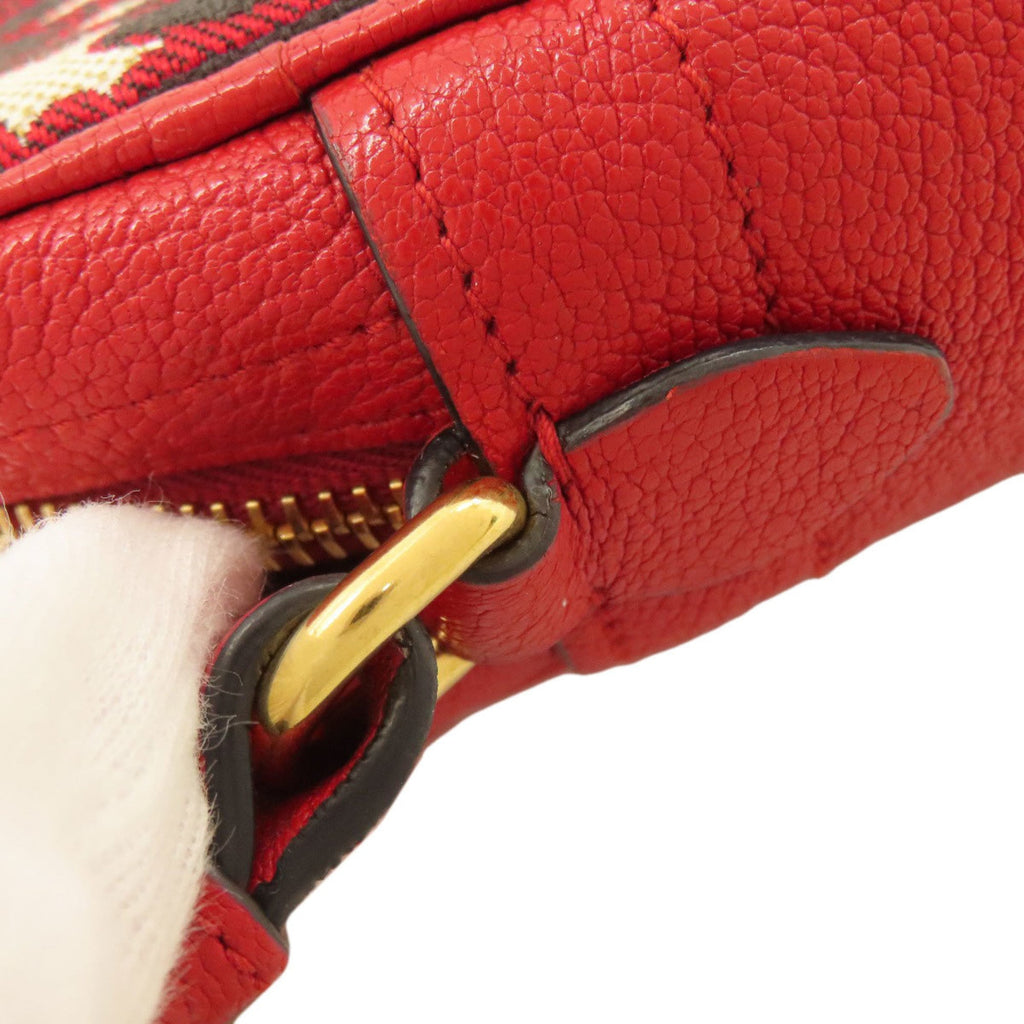 Miu Miu Red Color Canvas Shoulder Bag (Pre-Owned)