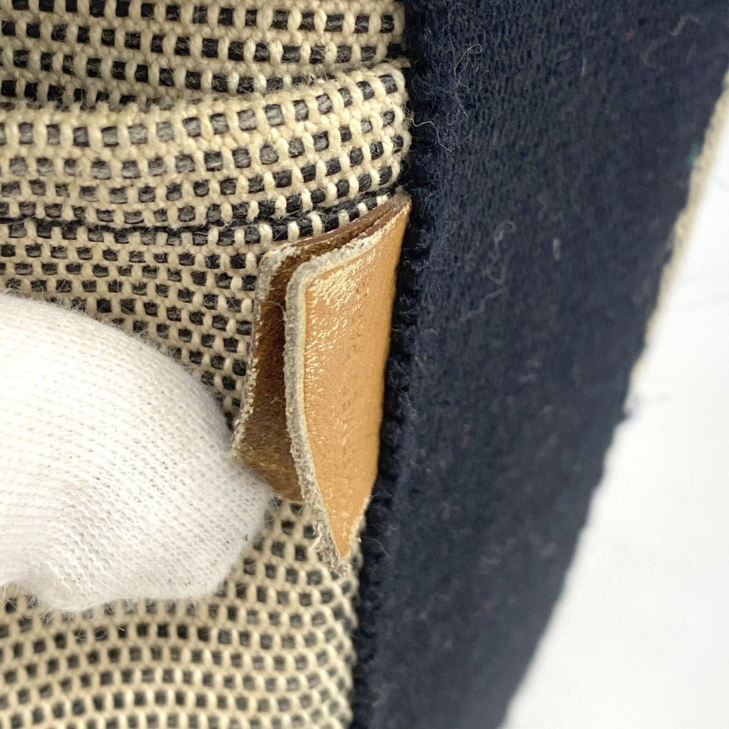 Hermes Beige Black Canvas Handbag (Pre-Owned)