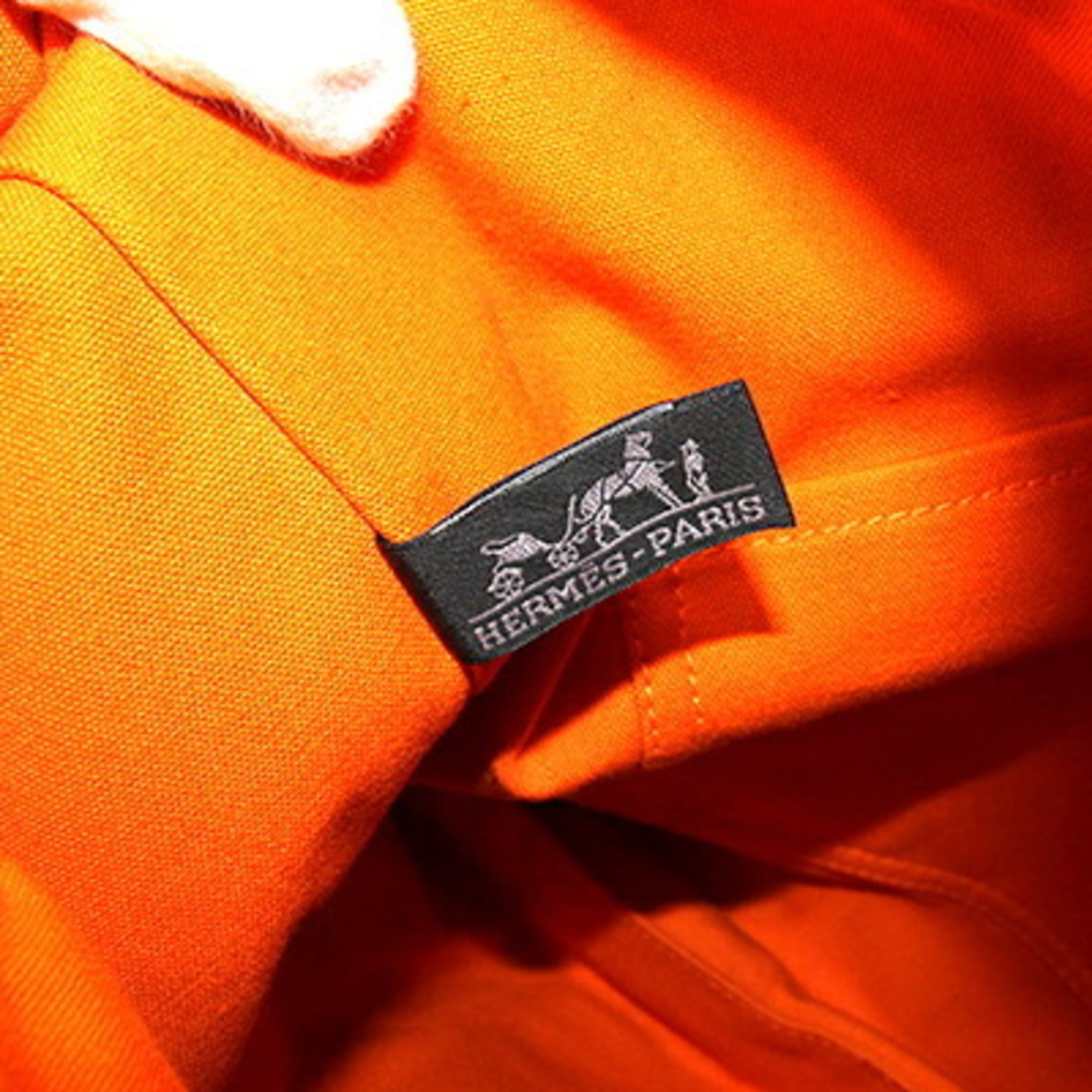 Hermes Orange Cotton Canvas Handbag (Pre-Owned)