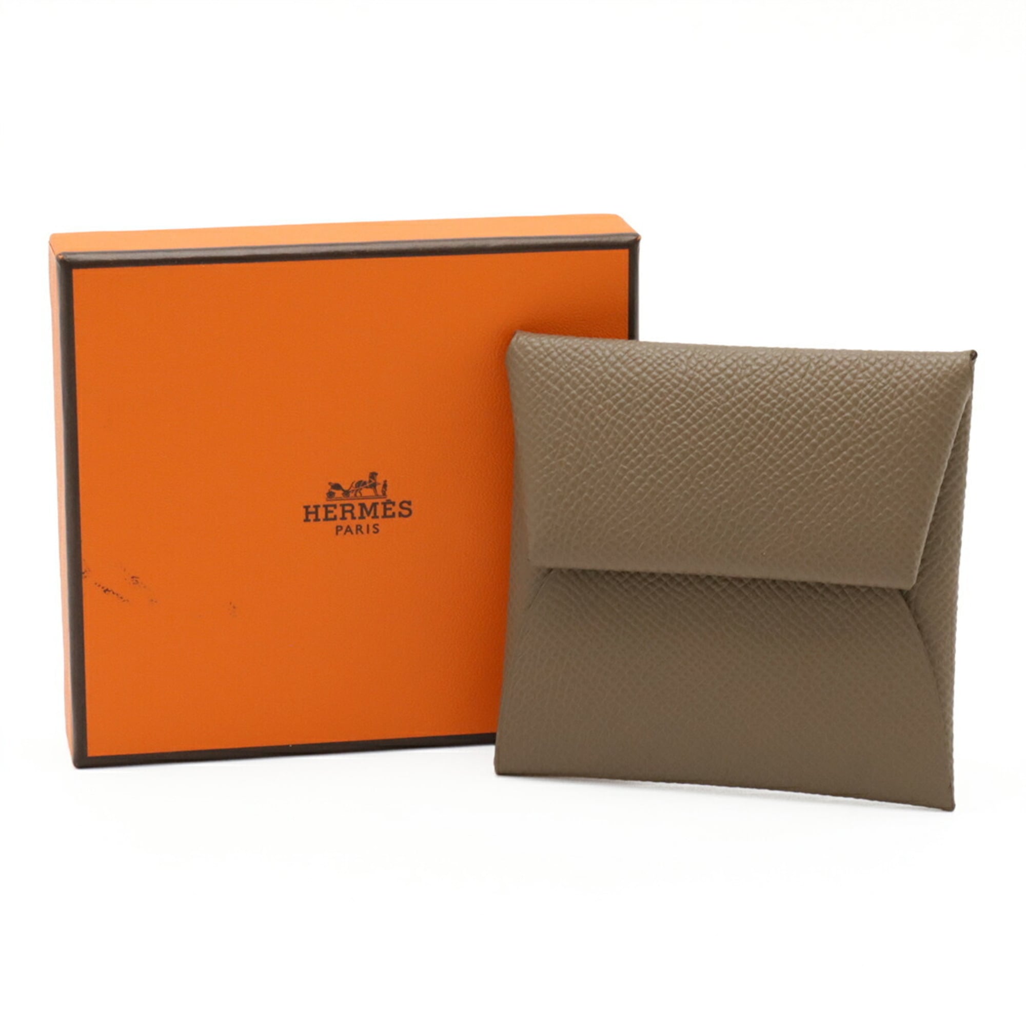 Hermes Bastia Etoupe Gray Epsom Leather Coin Purse/Coin Case (Pre-Owned)