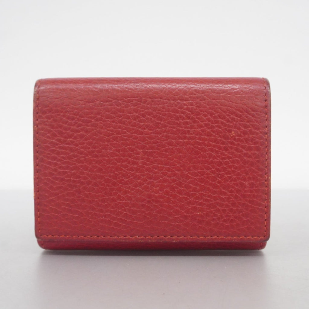 Gucci Red Color Leather Wallet (Tri-Fold) (Pre-Owned)