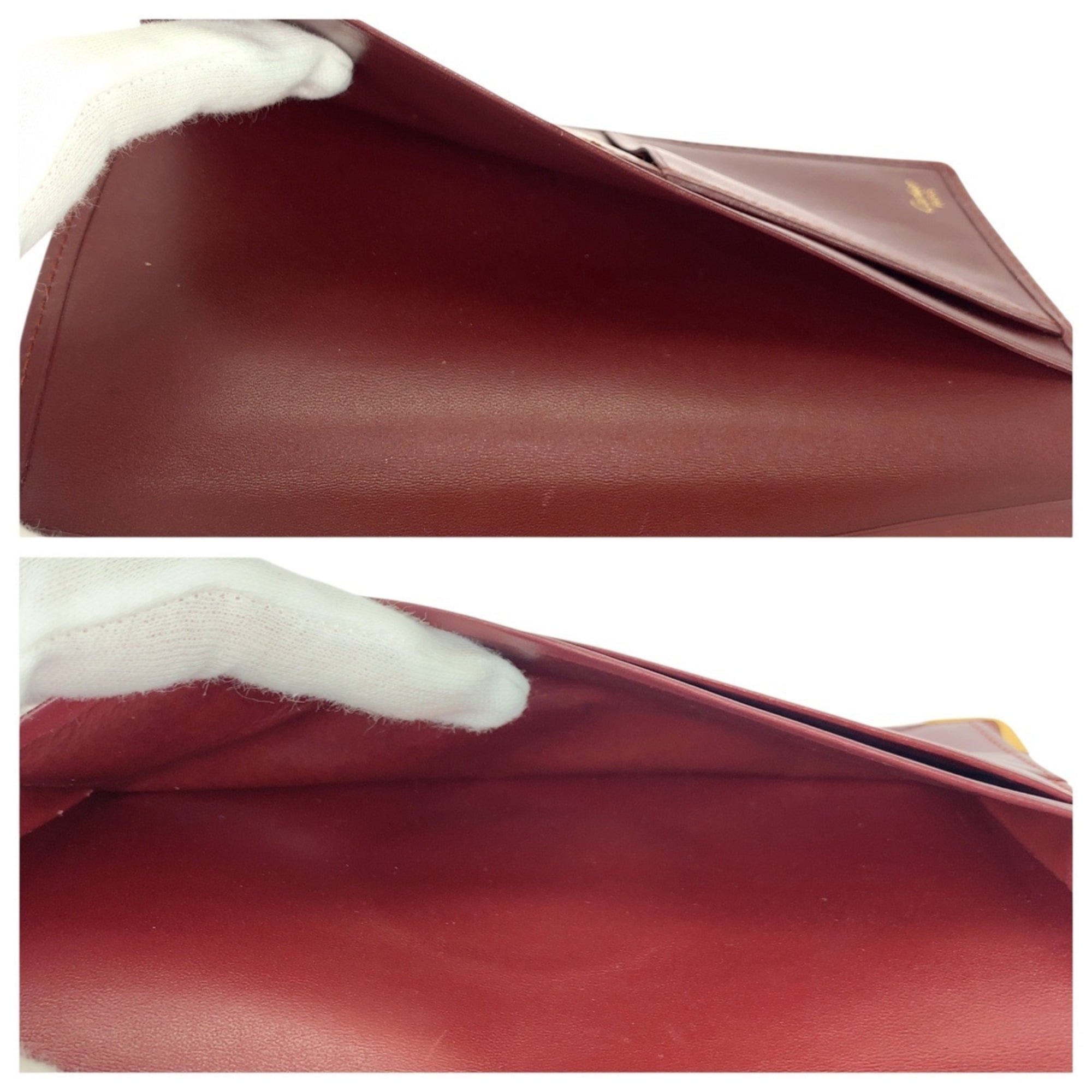Cartier Wine Red Leather Long Wallet (Bi-Fold) (Pre-Owned)