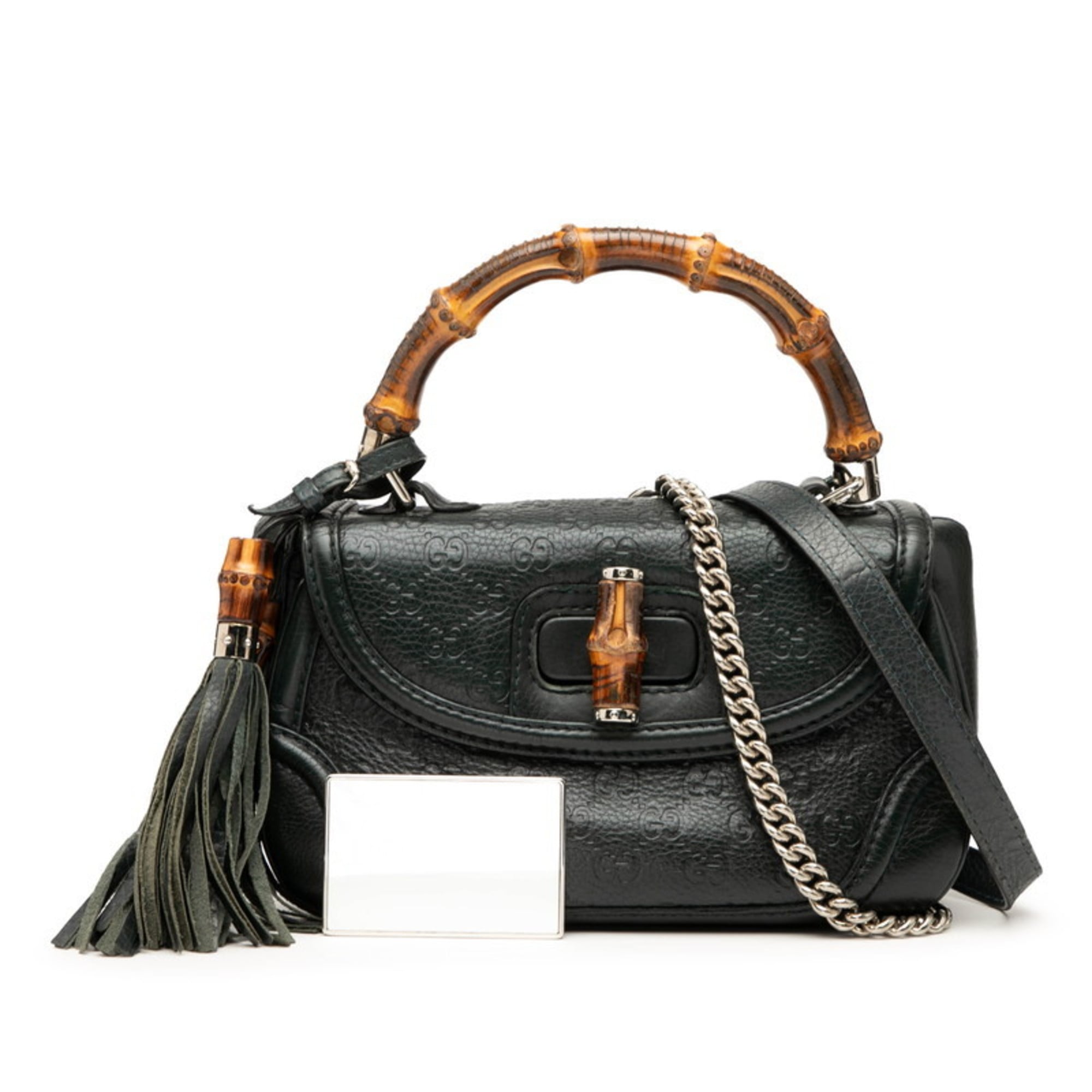 Gucci Green Leather Handbag Shoulder Bag (Pre-Owned)