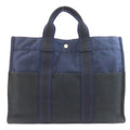 Hermes Black Navy Canvas Handbag (Pre-Owned)