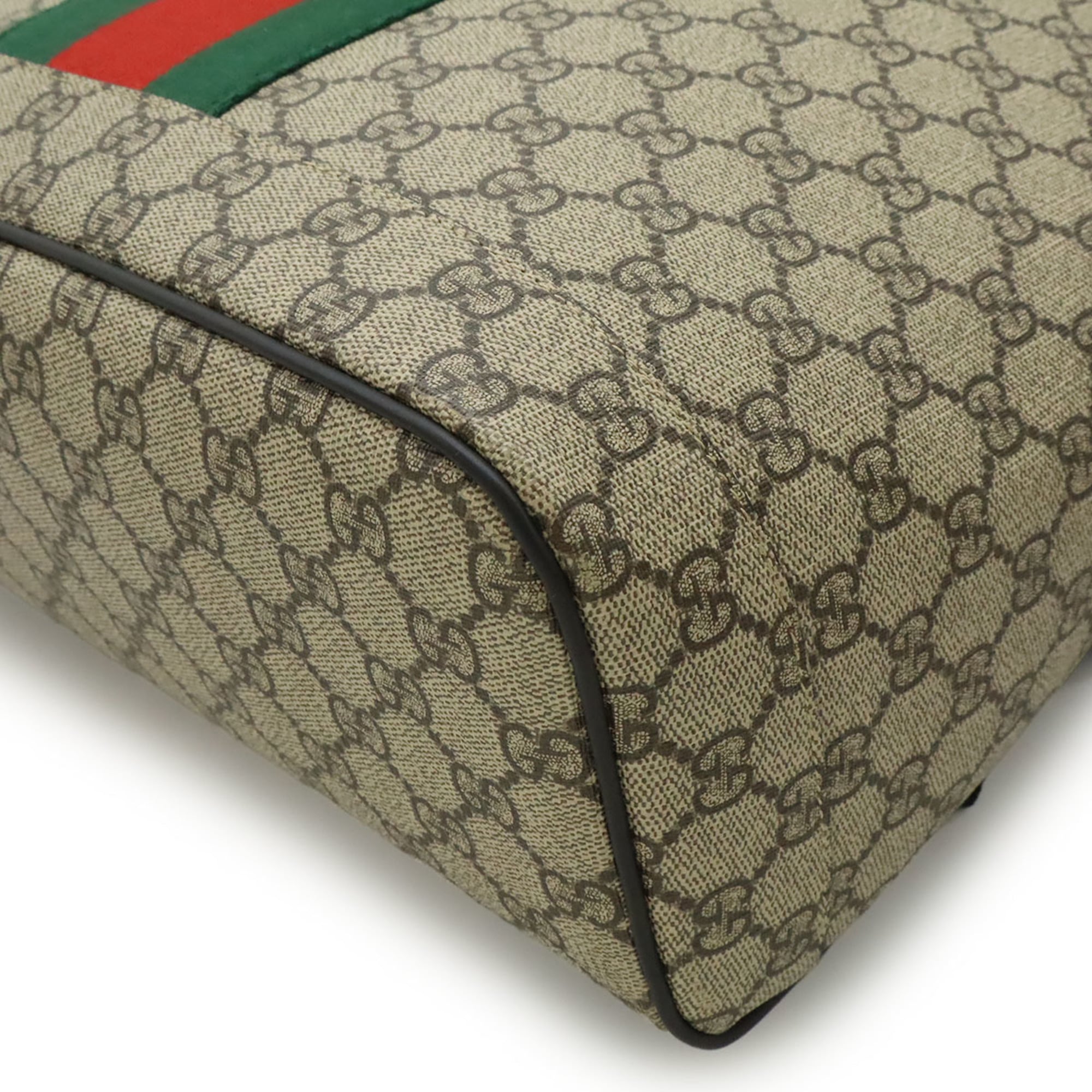 Gucci Sherry Line Beige Black Green Red Color Gg Supreme Leather Backpack (Pre-Owned)