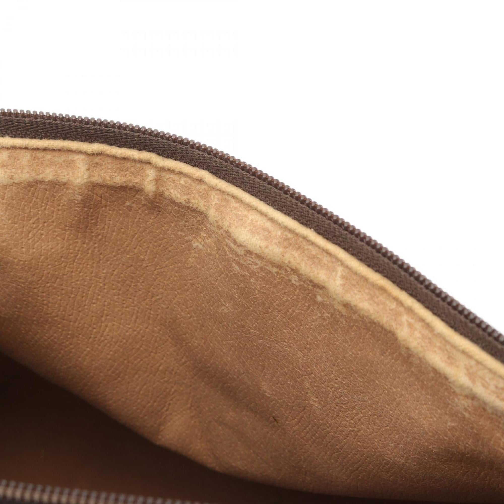 Gucci Beige Brown Pvc Coated Canvas Leather Handbag (Pre-Owned)