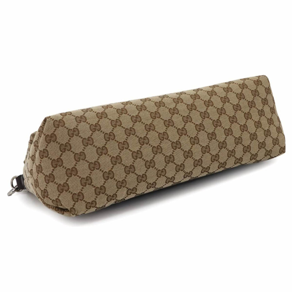 Gucci Beige Brown Gg Canvas Leather Shoulder Bag (Pre-Owned)