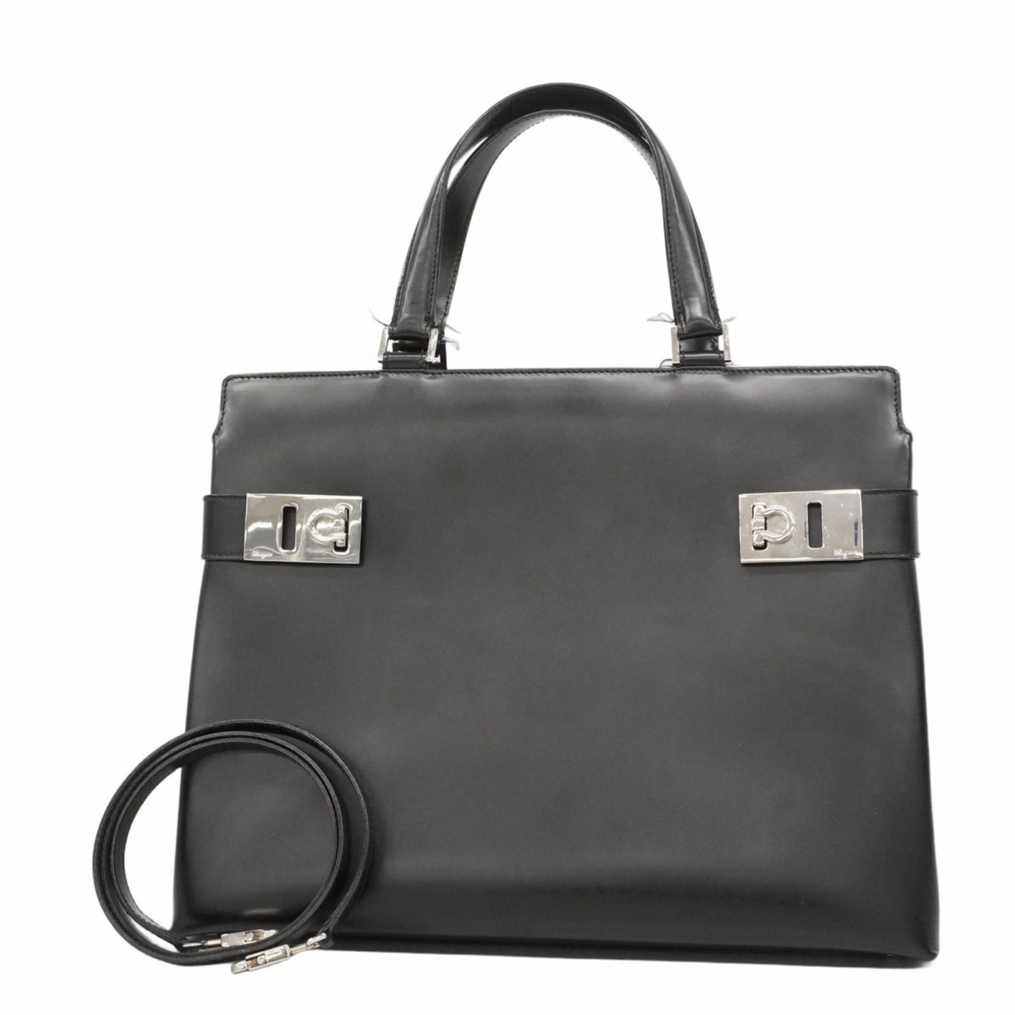 Salvatore Ferragamo Black Leather Handbag (Pre-Owned)