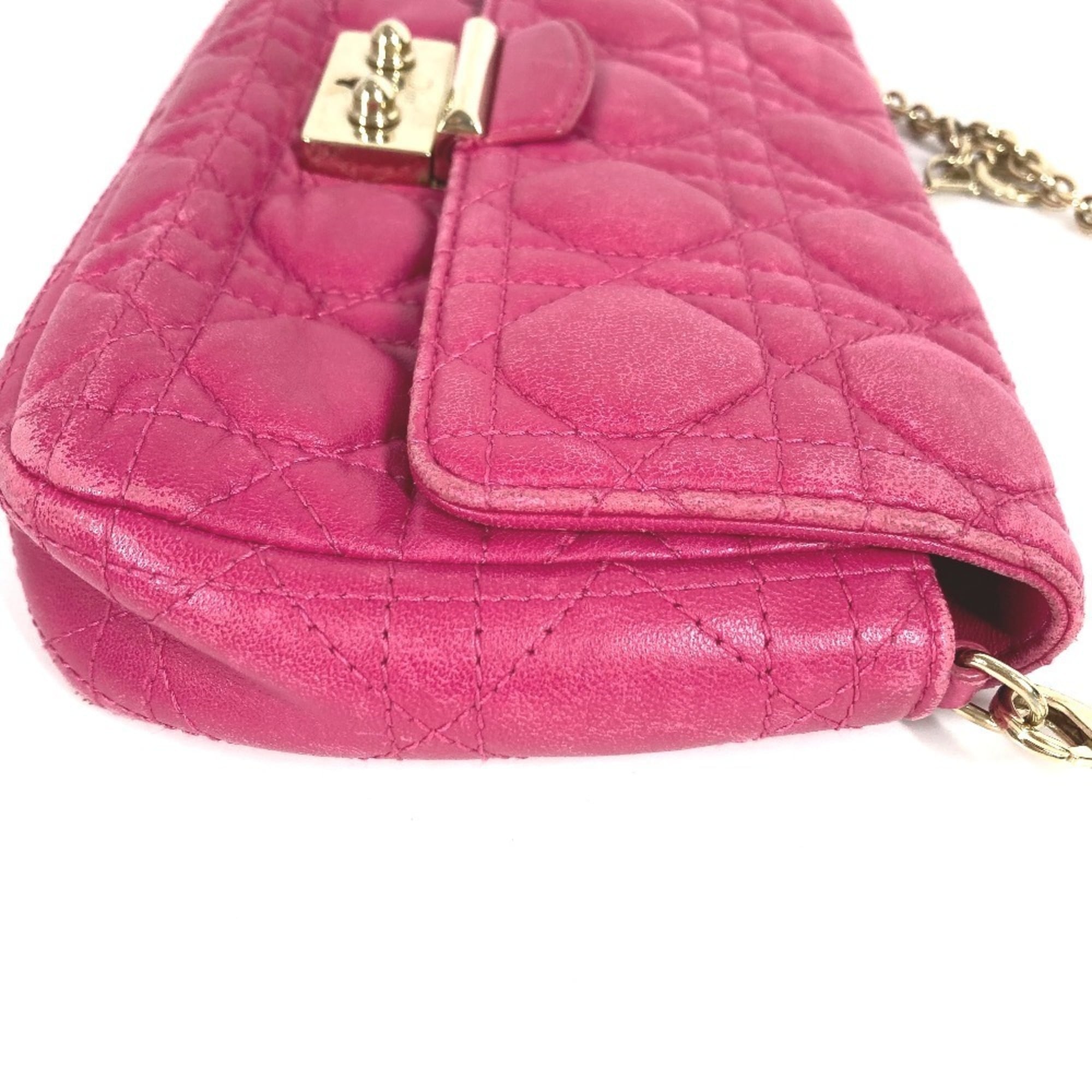 Christian Dior Pink Leather Clutch Bag Shoulder Bag (Pre-Owned)