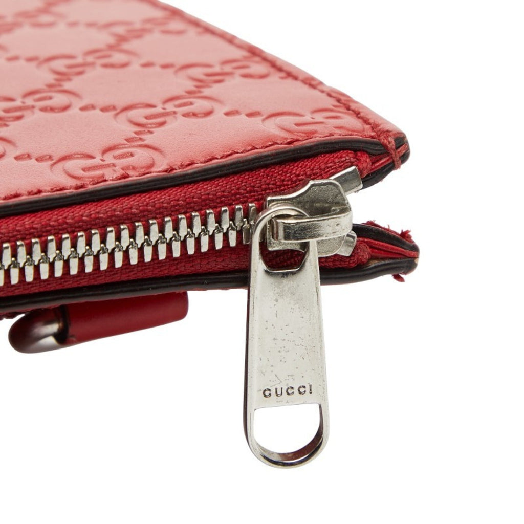 Gucci Red Color Leather Clutch Bag (Pre-Owned)