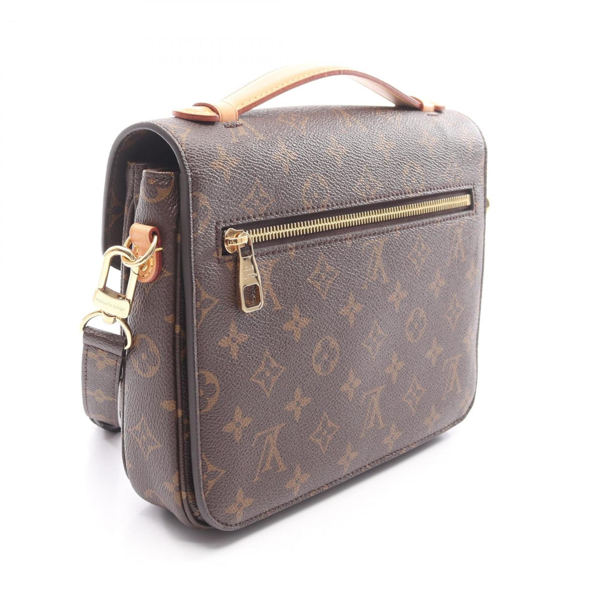 Louis Vuitton Brown Monogram Coated Canvas Leather Handbag Pochette (Pre-Owned)