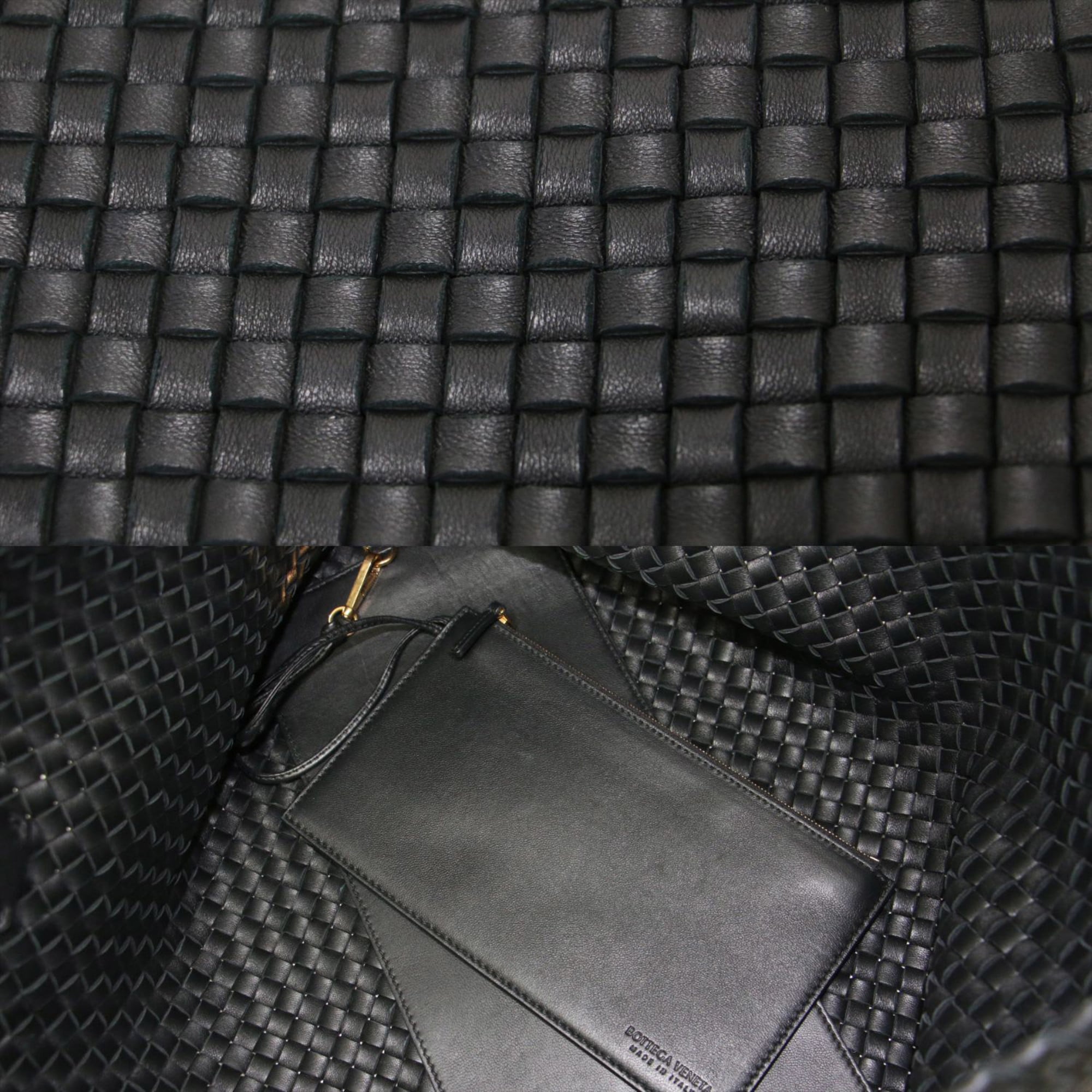 Bottega Veneta Black Intrecciato Handbag Tote Bag (Pre-Owned)