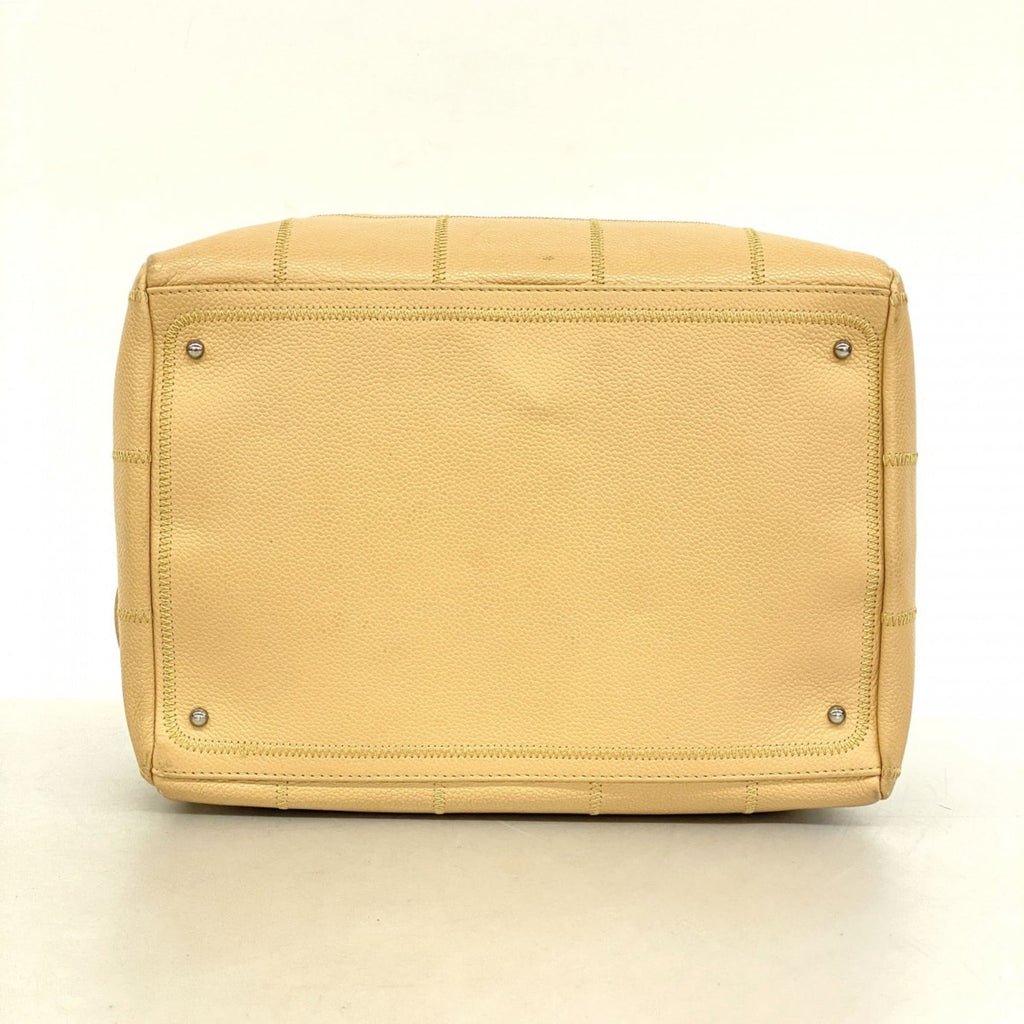 Chanel Beige Grained Calfskin Handbag (Pre-Owned)