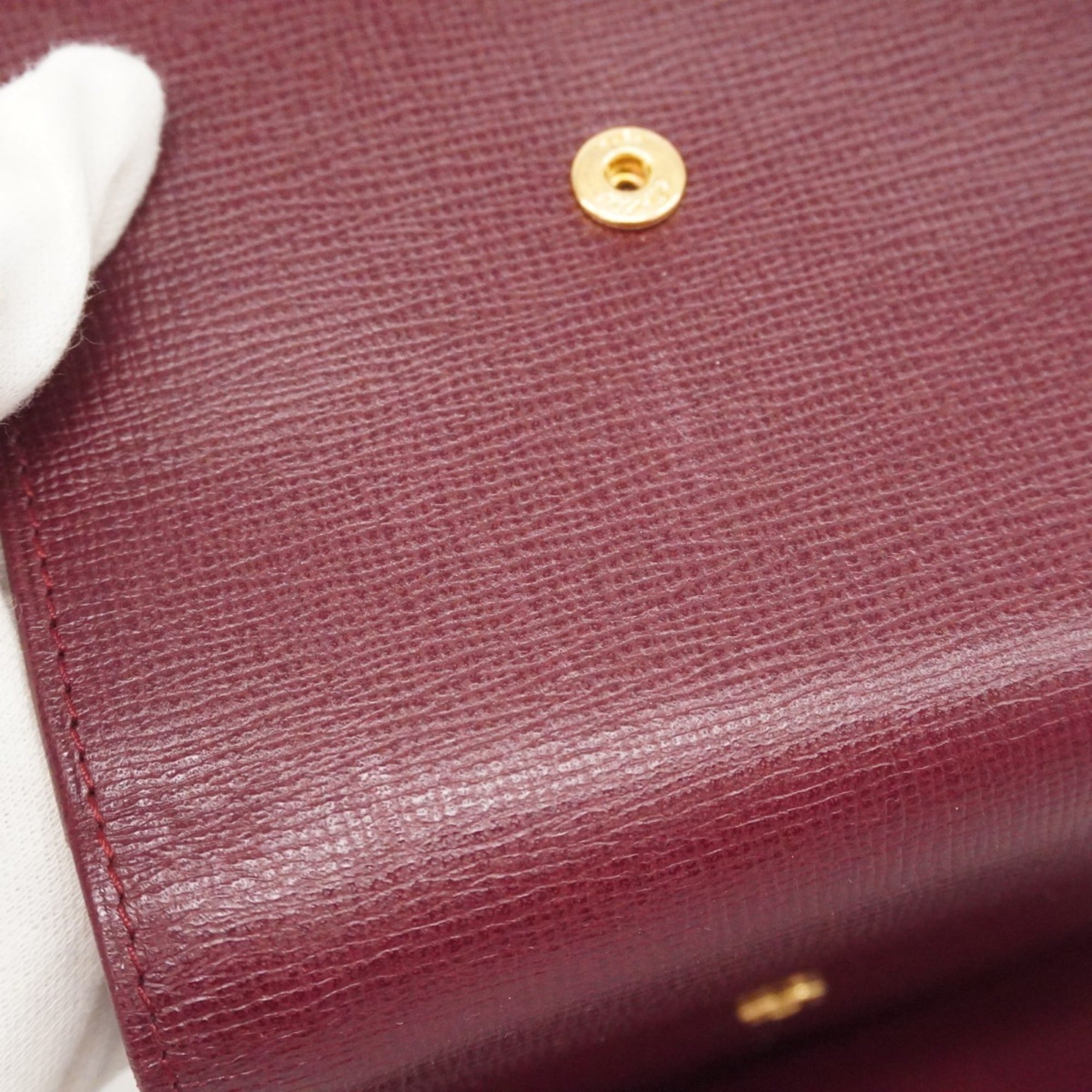 Cartier Bordeaux Leather Wallet (Tri-Fold) (Pre-Owned)