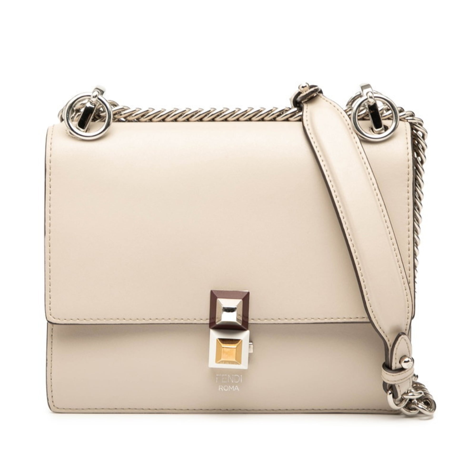 Fendi Beige Leather Shoulder Bag (Pre-Owned)