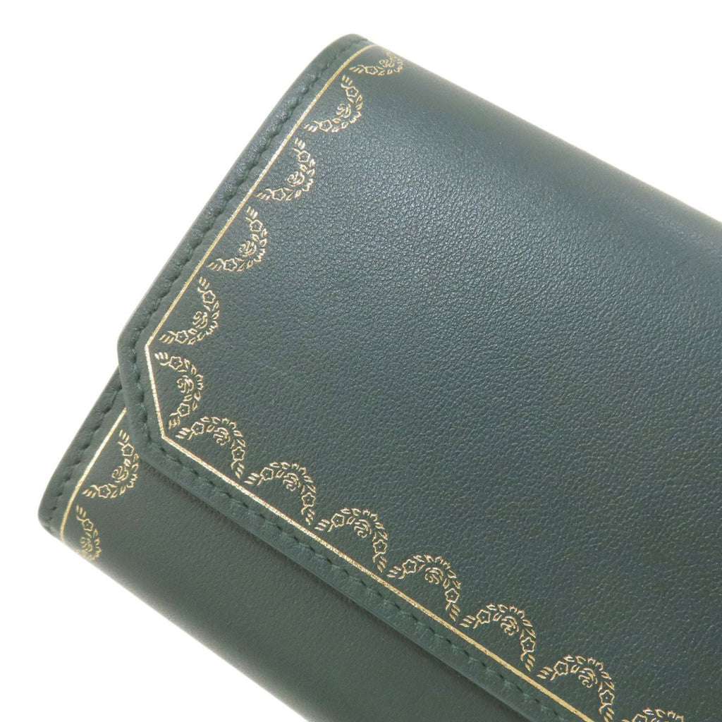 Cartier Green Leather Long Wallet (Bi-Fold) (Pre-Owned)