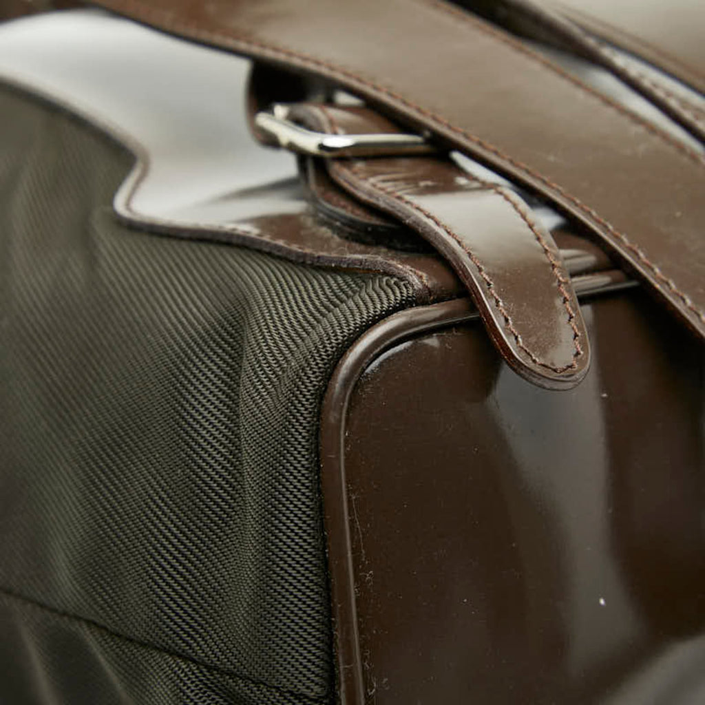 Gucci Brown Nylon Patent Leather Backpack (Pre-Owned)