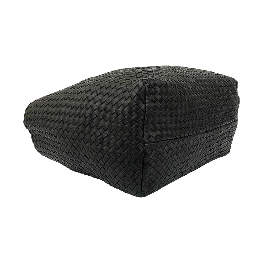 Bottega Veneta Black Leather Handbag Pouch Tote Bag (Pre-Owned)