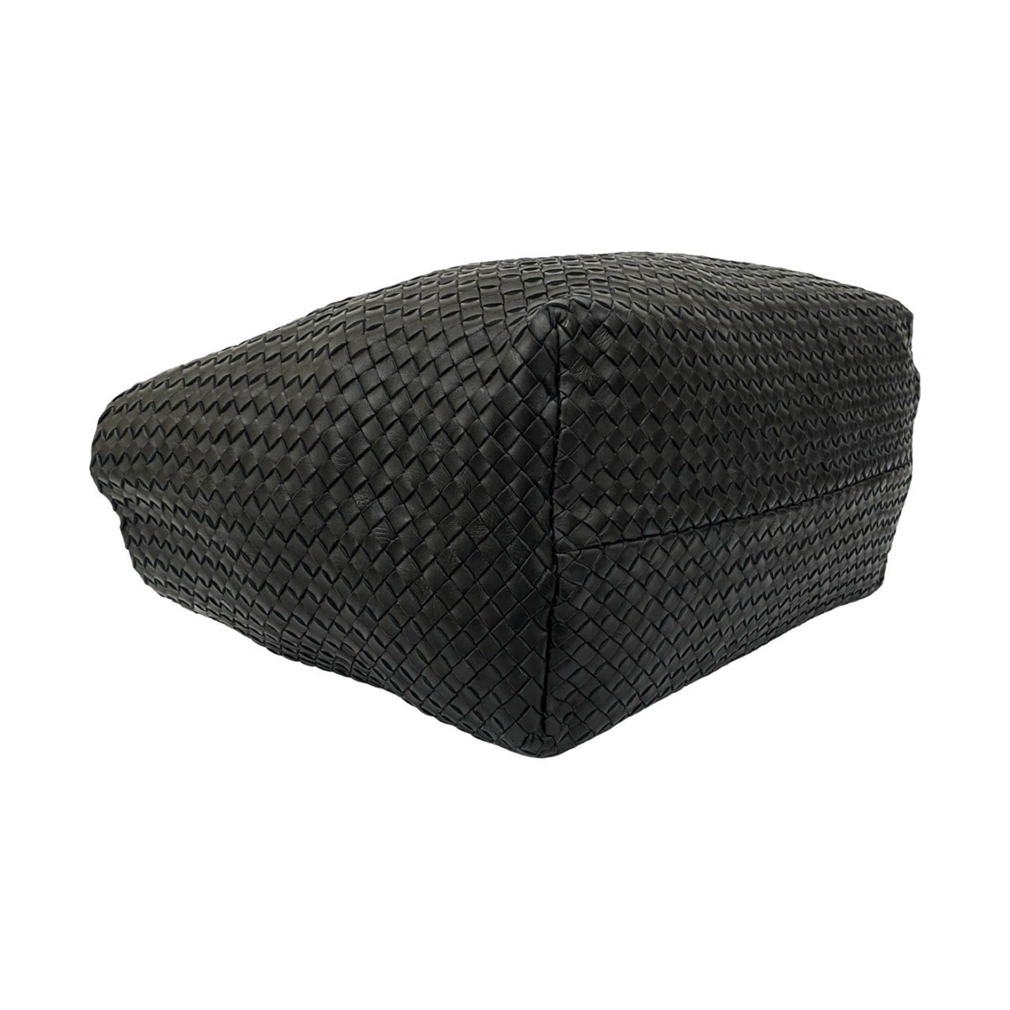 Bottega Veneta Black Leather Handbag Pouch Tote Bag (Pre-Owned)