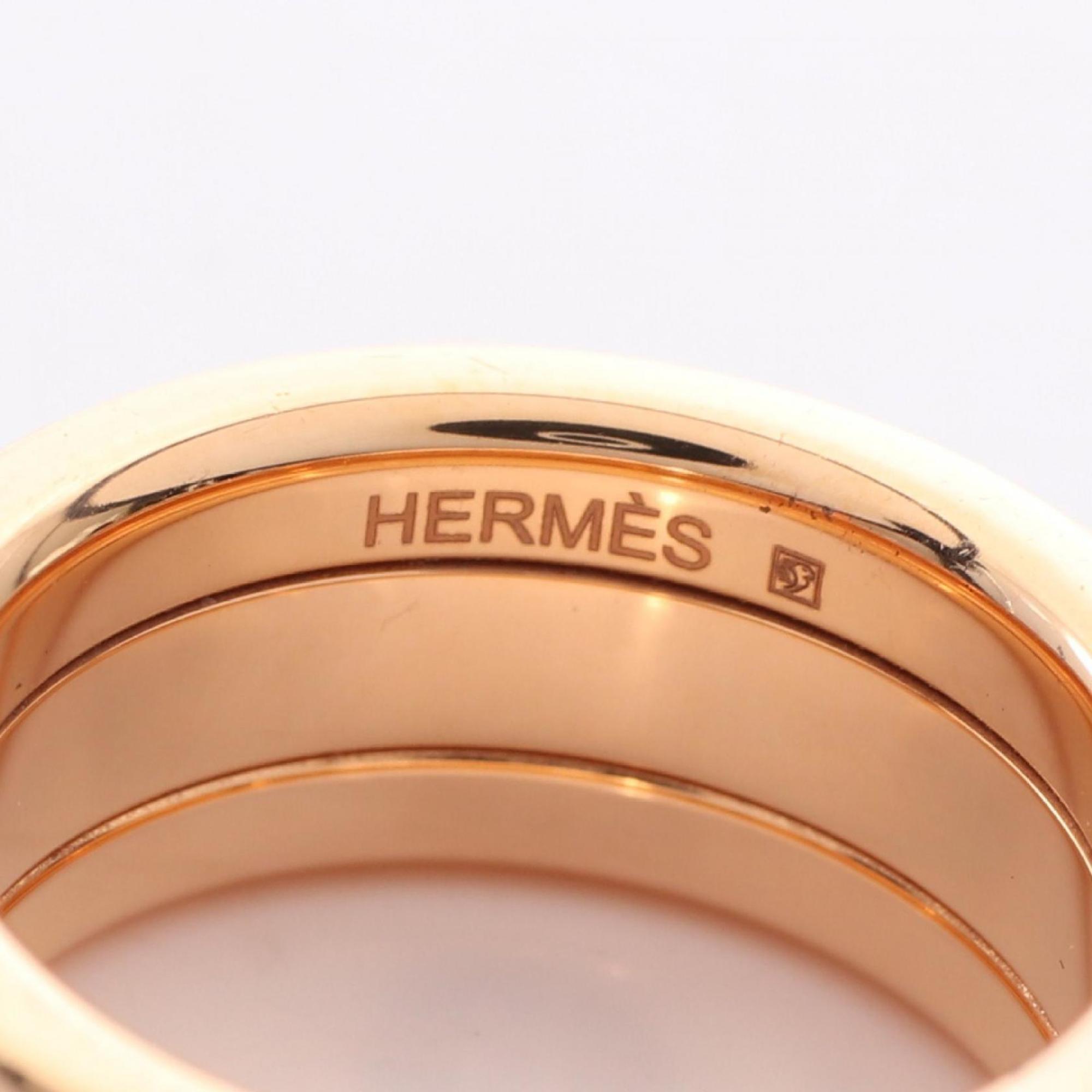 Hermes Gold Beige Gold Plating Band Ring (Pre-Owned)