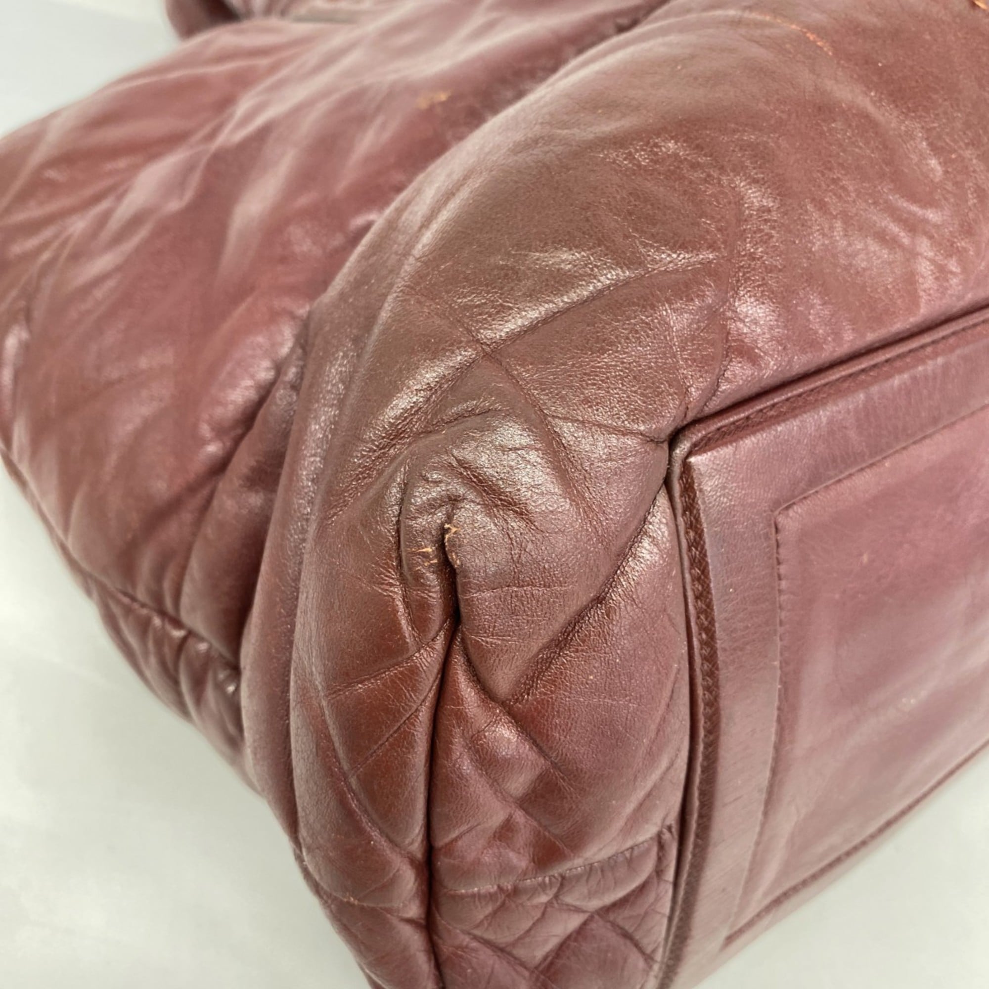 Chanel Bordeaux Leather Tote Bag (Pre-Owned)