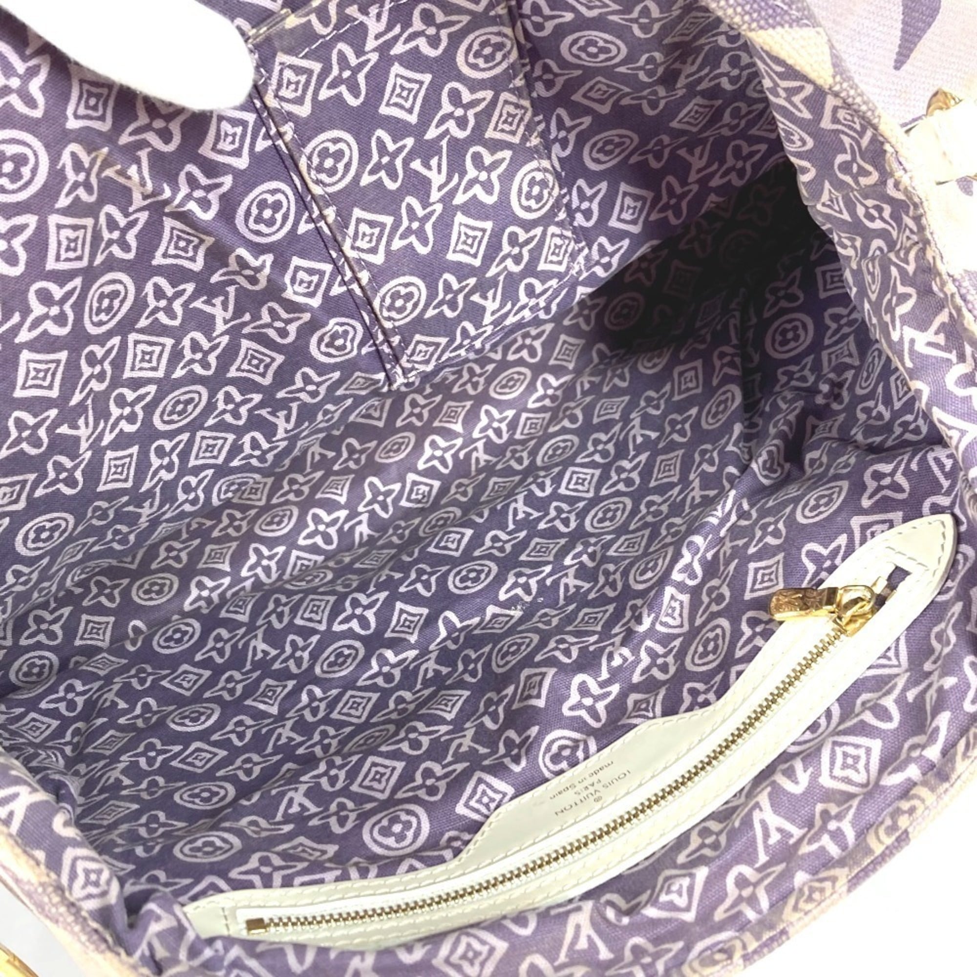 Louis Vuitton Lilac Purple White Canvas Leather Shoulder Bag Tote Bag (Pre-Owned)