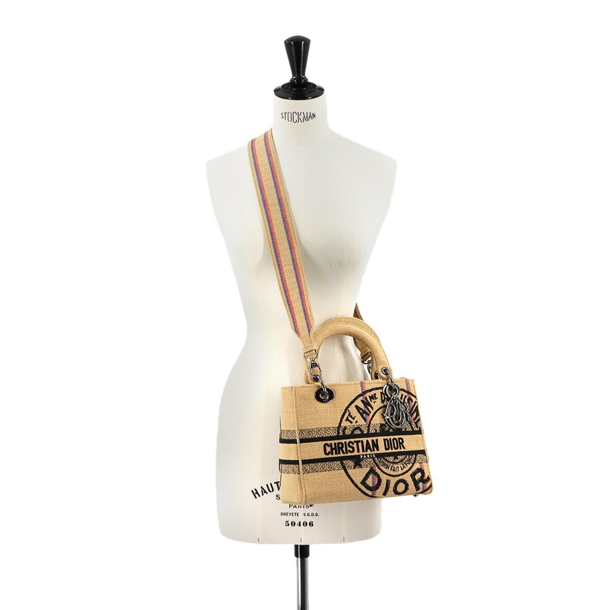 Christian Dior Beige Canvas Handbag Shoulder Bag (Pre-Owned)