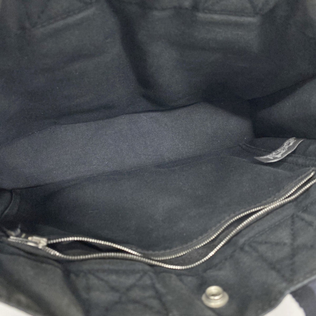 Hermes Black Gray Canvas Leather Handbag (Pre-Owned)