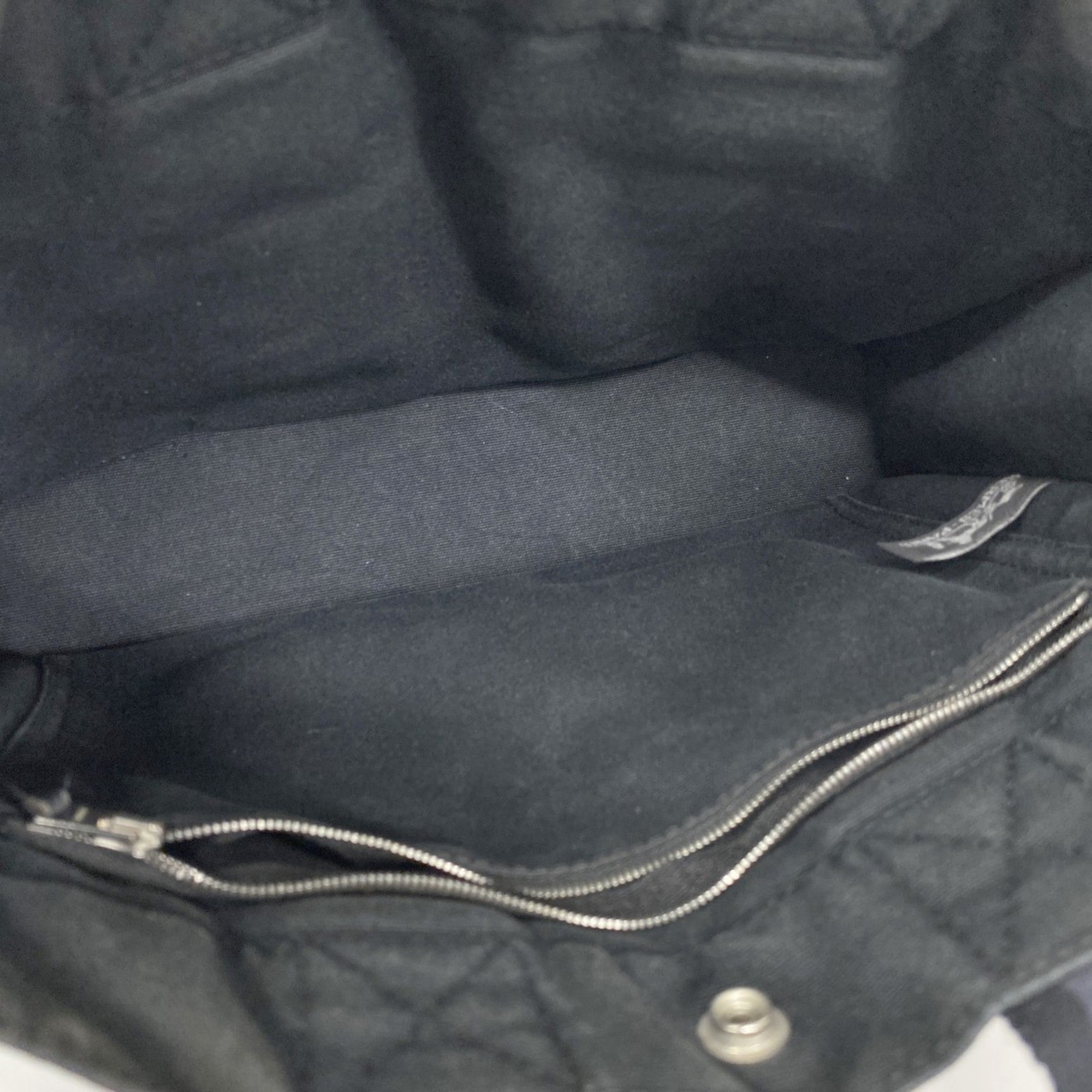 Hermes Black Gray Canvas Leather Handbag (Pre-Owned)