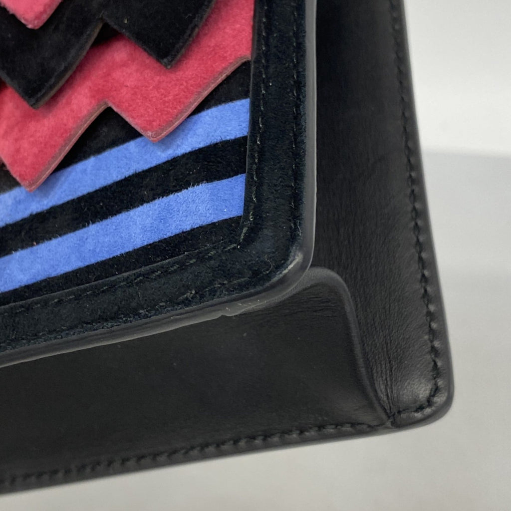 Salvatore Ferragamo Black Blue Pink Suede Handbag (Pre-Owned)